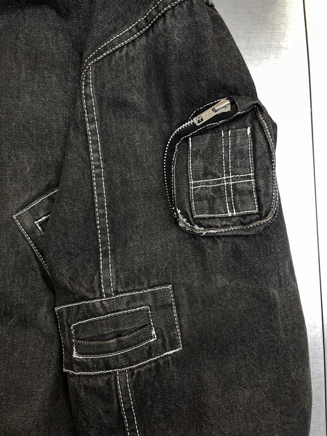 Quied Pie Club 90s 데님 후드 봄버 자켓 상품이미지7