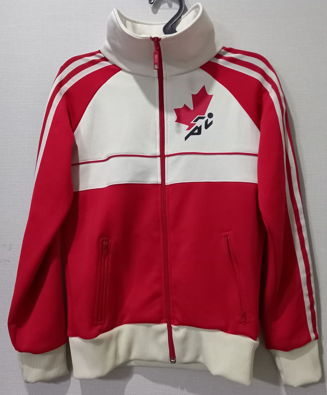 아디다스 캐나다 빨흰 트랙탑 저지 져지집업 85/XS 상품이미지1