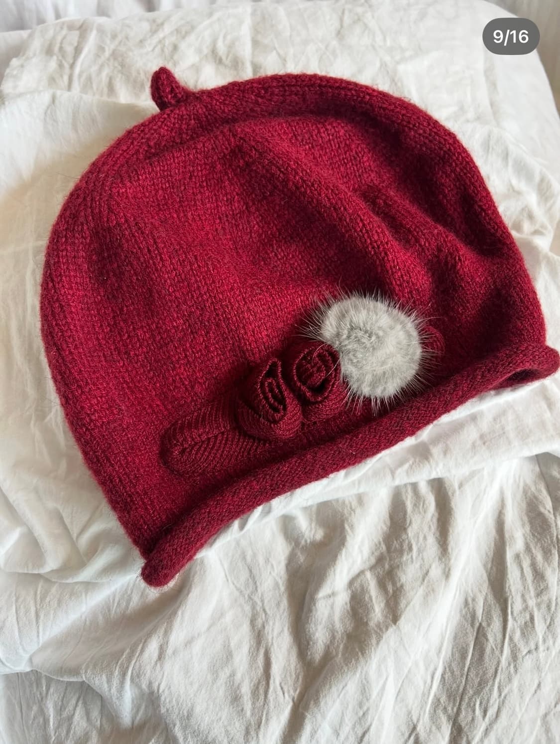 버건디 밍크 비니 상품이미지3
