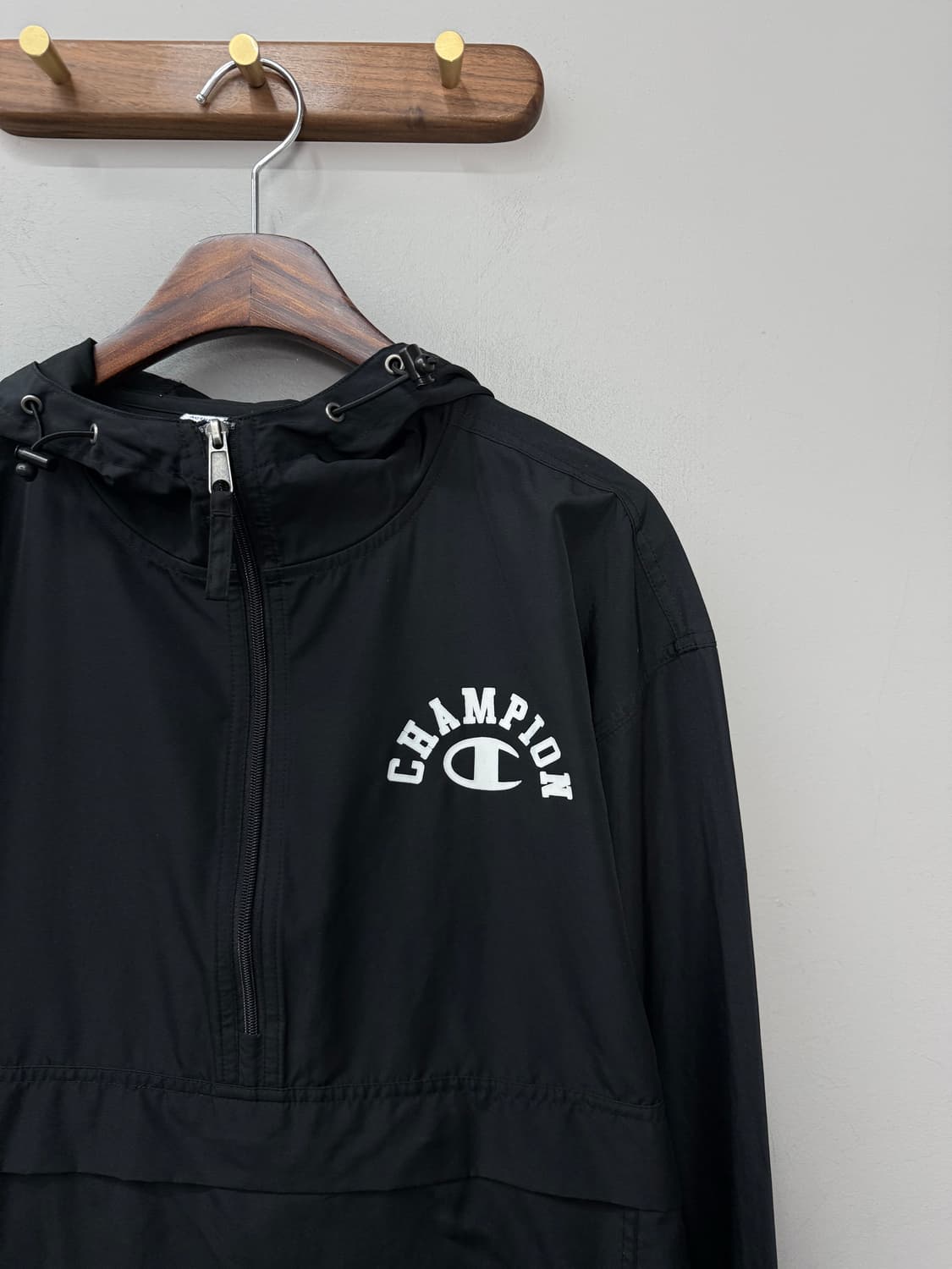 챔피온 아치 로고 빅프린팅 블랙 풀오버 아노락 자켓 H1428 상품이미지3