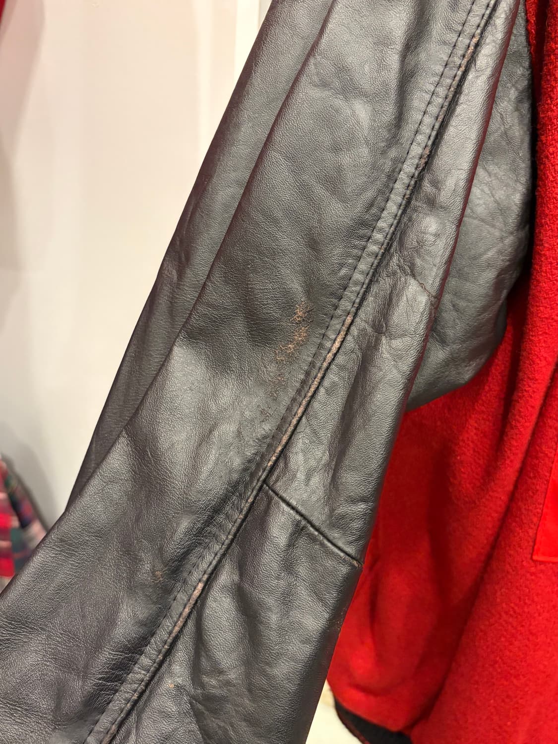 90s Trader Bay 빈티지 ALASKA 리얼레더 울 바시티 자켓 상품이미지5