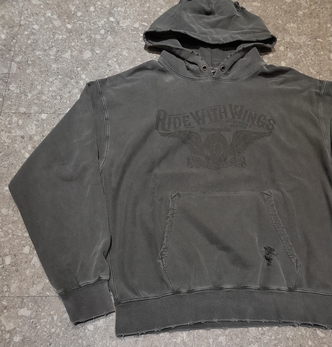 💥아웃스탠딩 피그먼트다잉 데미지 후드 (M)
 상품이미지4