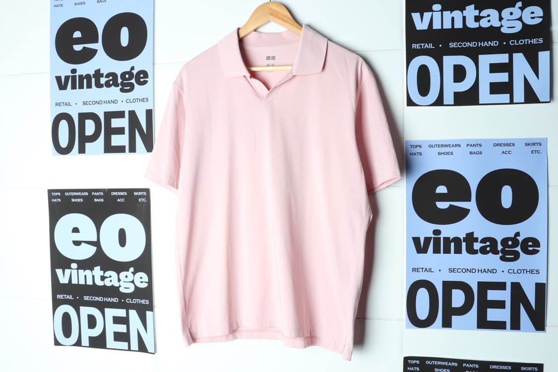 (L-XL) 유니클로 반팔 카라 티셔츠 박시 분홍 시티보이-H30743 상품이미지2