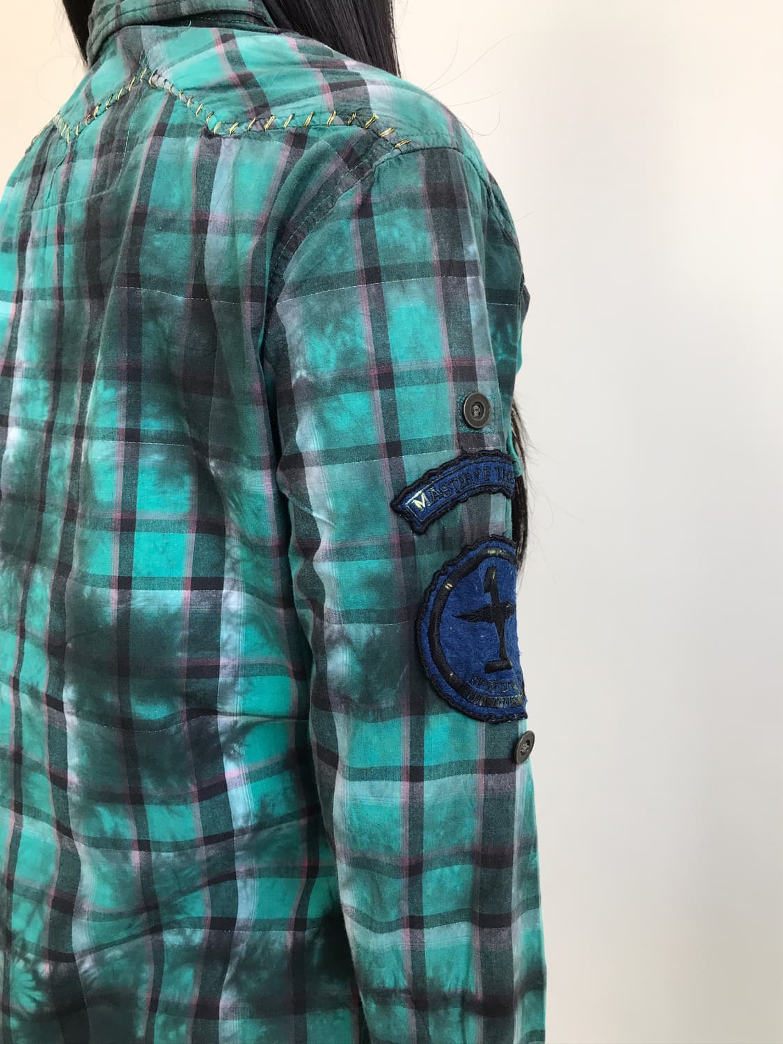 Jpn Y2k Green Checked Shirts 상품이미지5