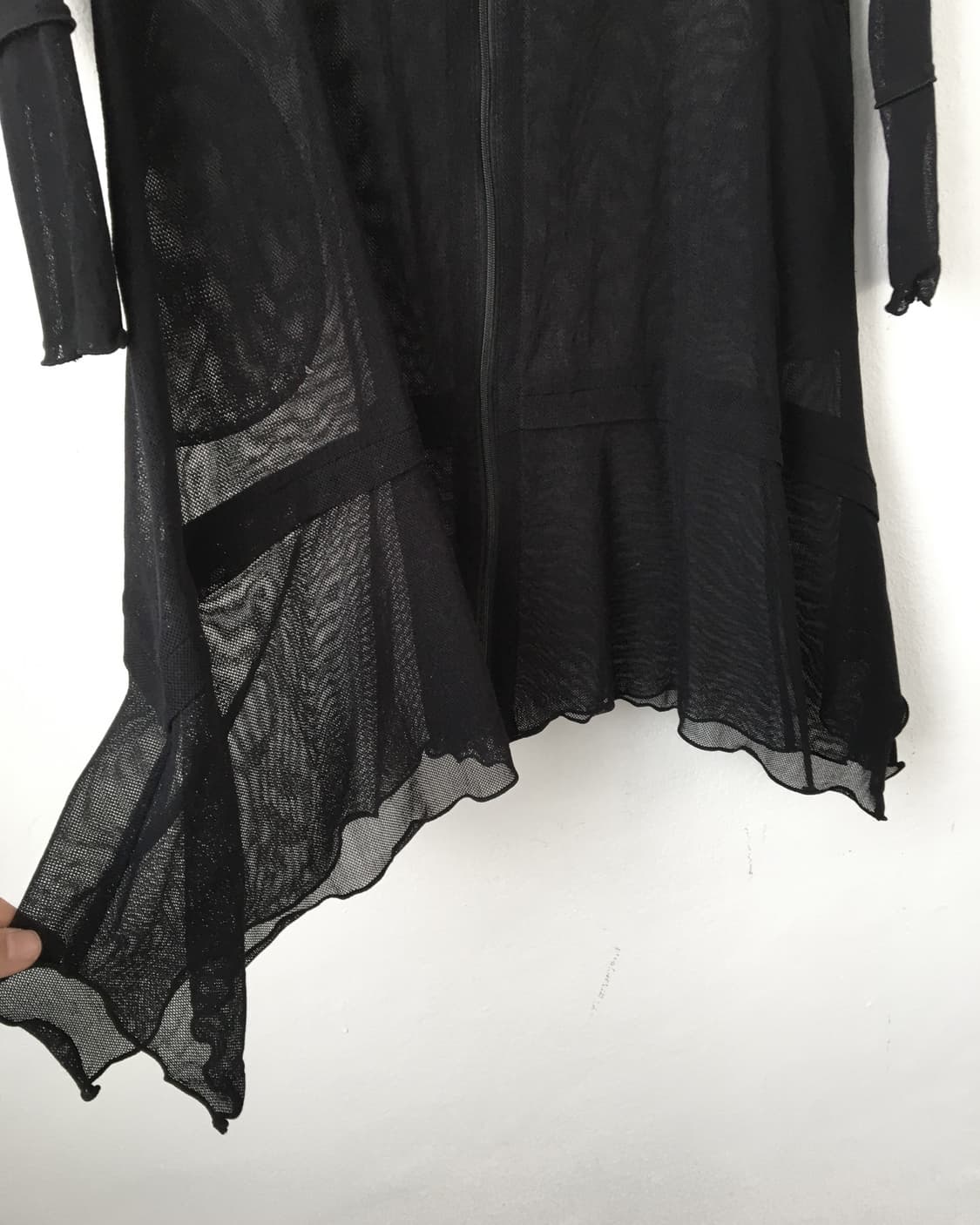 Unbalanced see through hood mesh zip up 상품이미지4