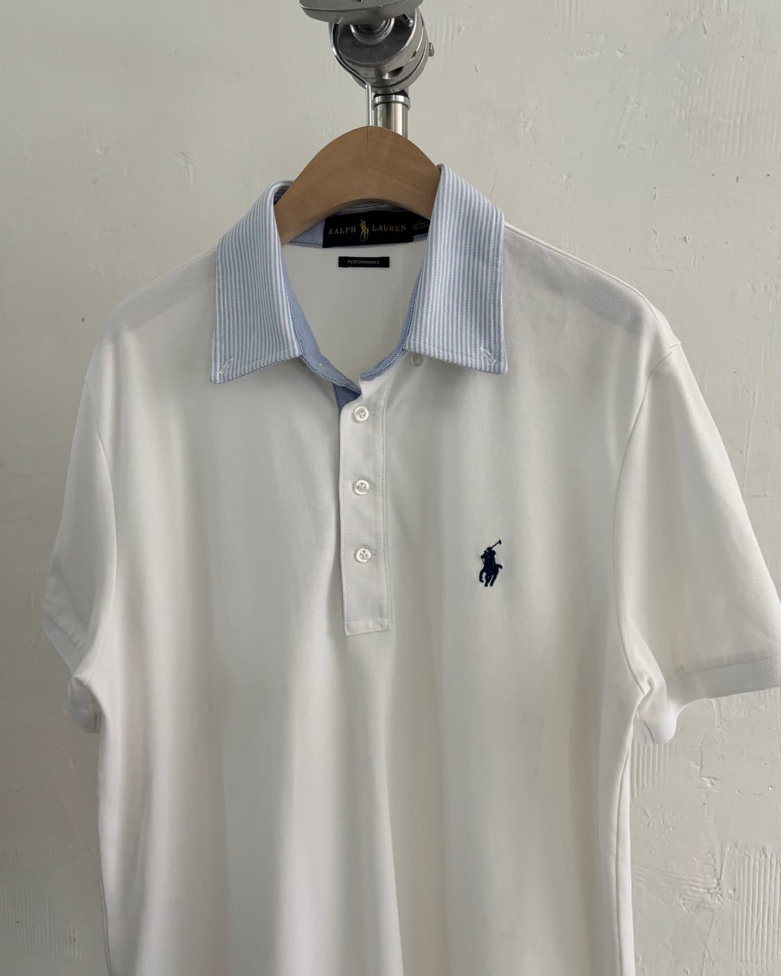 Polo 폴로 랄프로렌 화이트 스트라이프 카라 티 상품이미지2