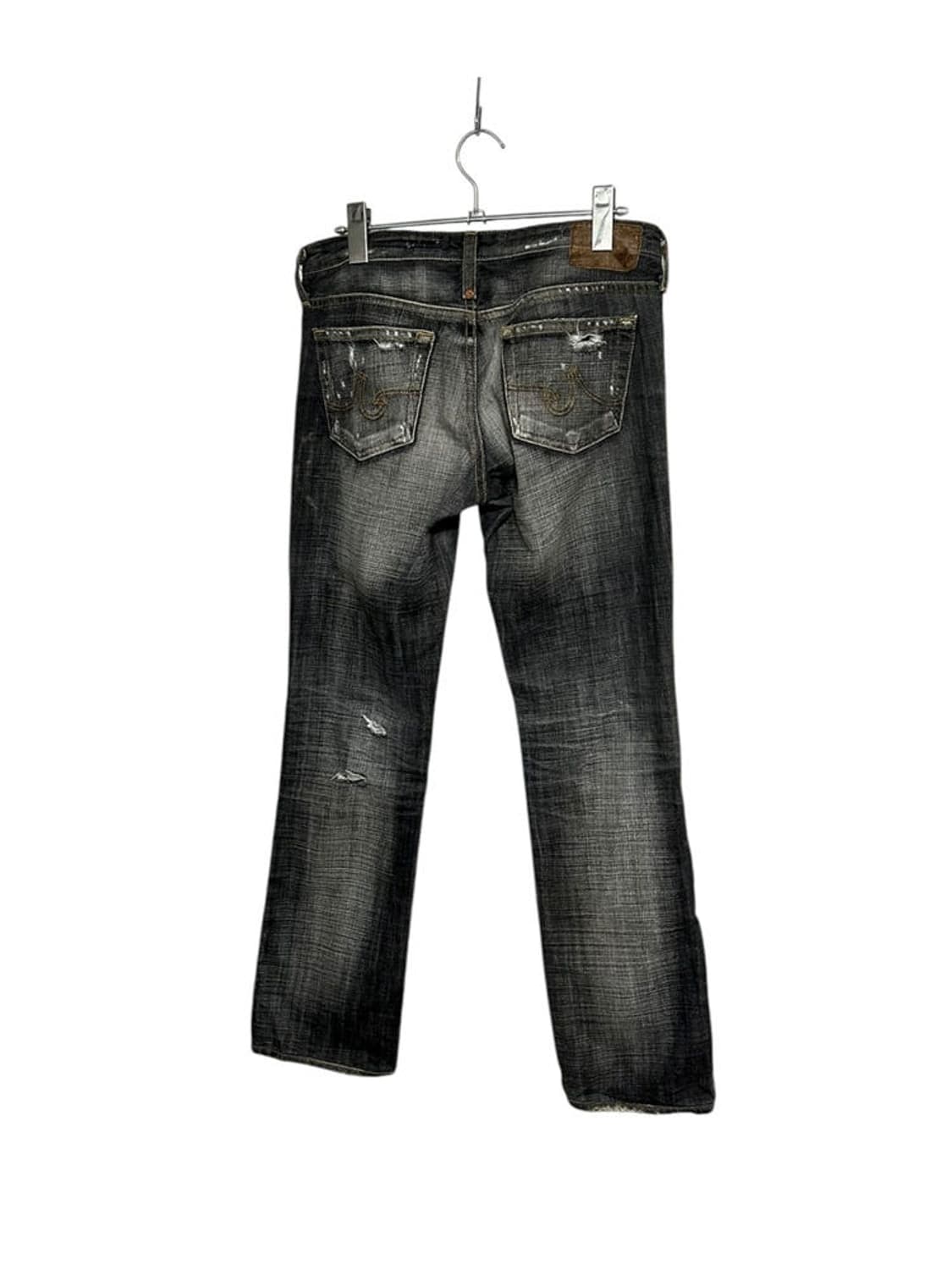 펑크 데미지 워싱 블랙 데님 청바지 상품이미지3