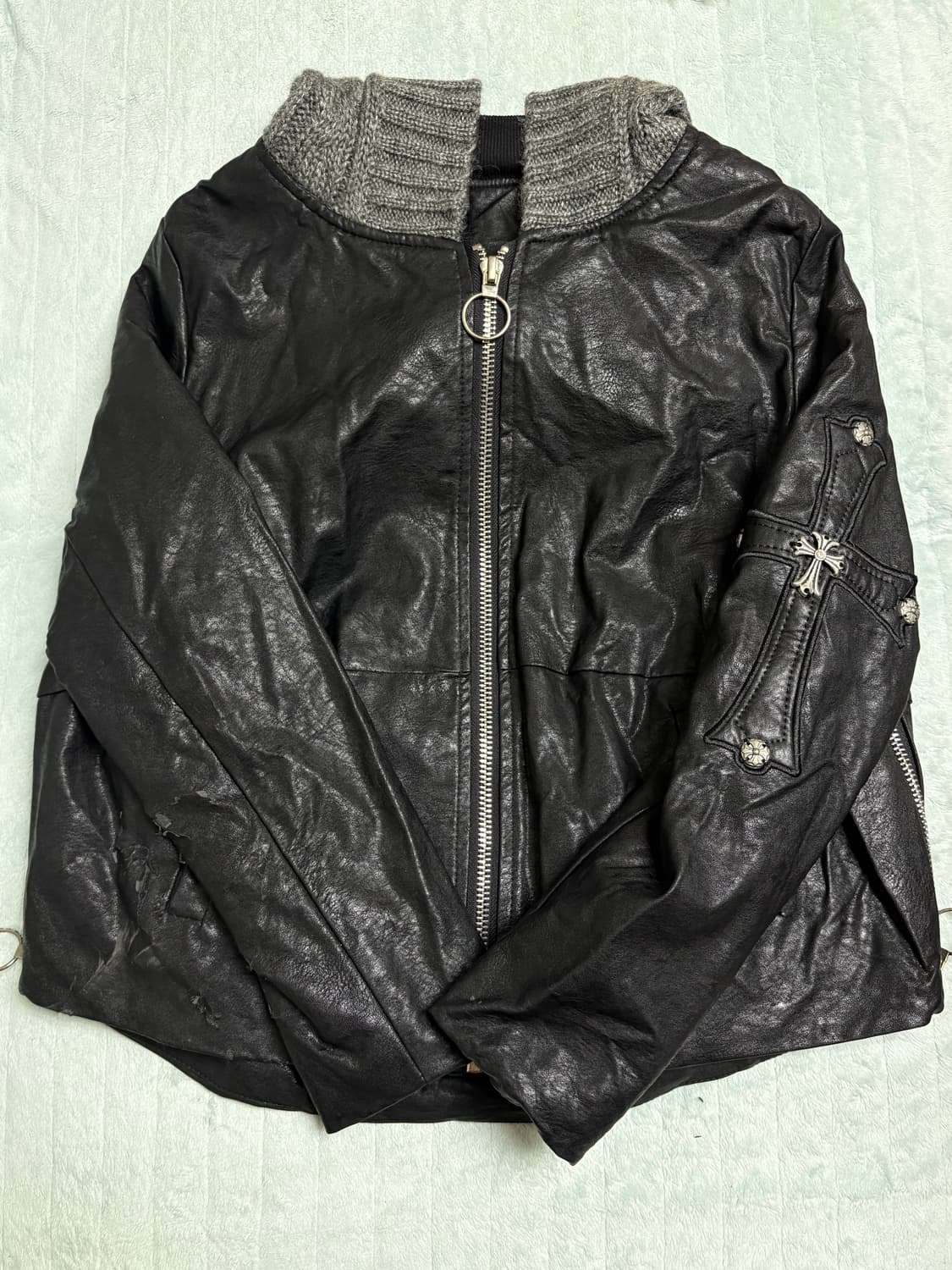 고딕 크롬하츠깔 레더자켓 상품이미지1