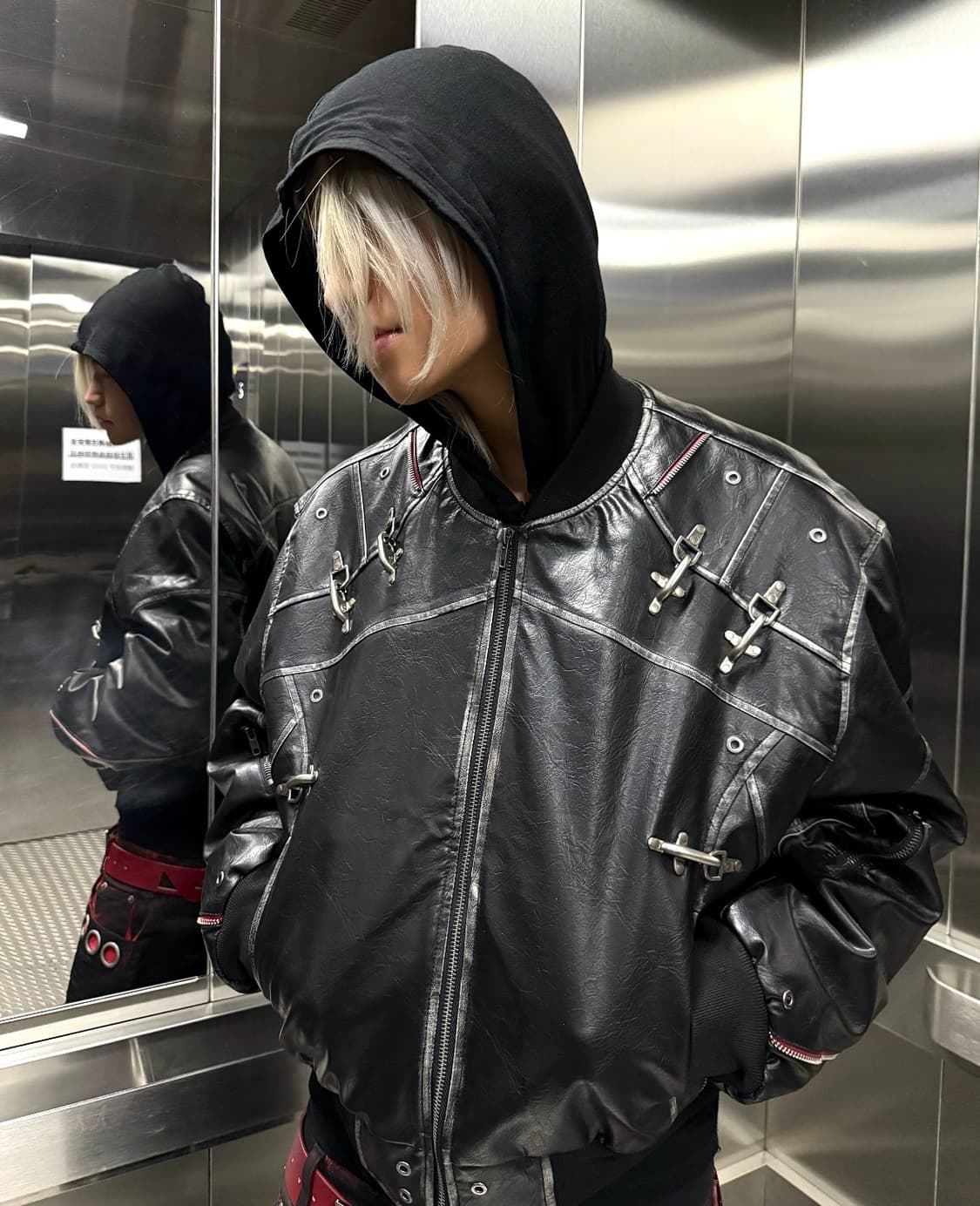 Dark OPIUM Cropped PU Leather Jacket 상품이미지1