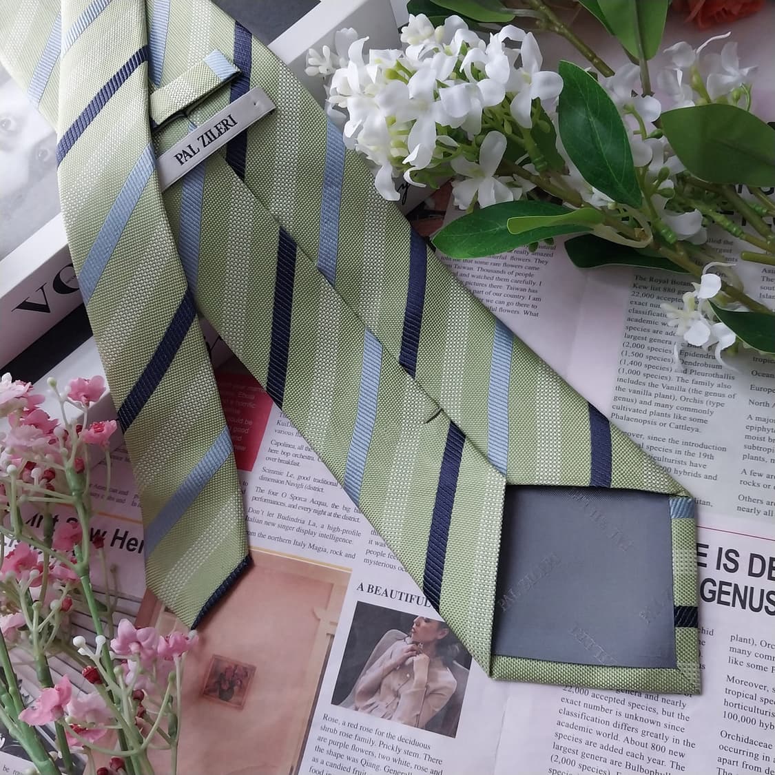 빨질레리 실크 연두 스트라이프 넥타이 8.9cm A+등급 K1462
 상품이미지5