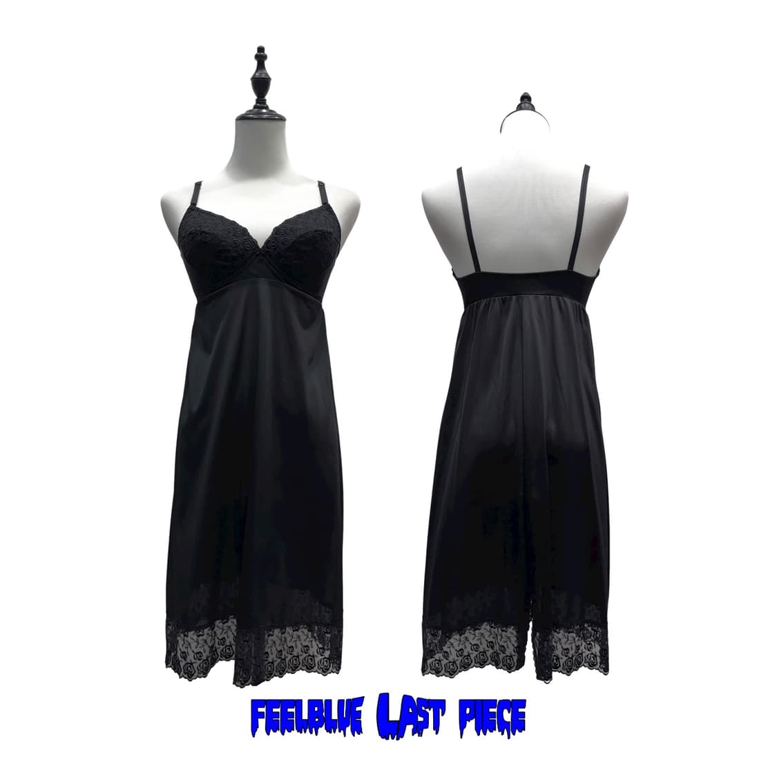 Black Rose Lace Satin Slip Dress 상품이미지5