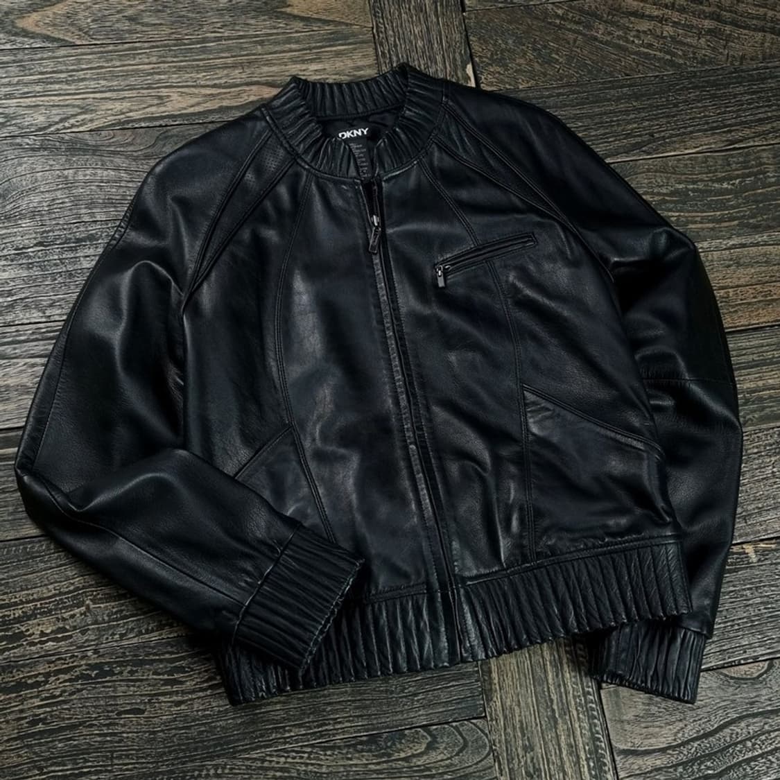 [도나카란 뉴욕] 리얼 레더 집업 블루종 가죽 자켓 블랙 M17768 상품이미지1