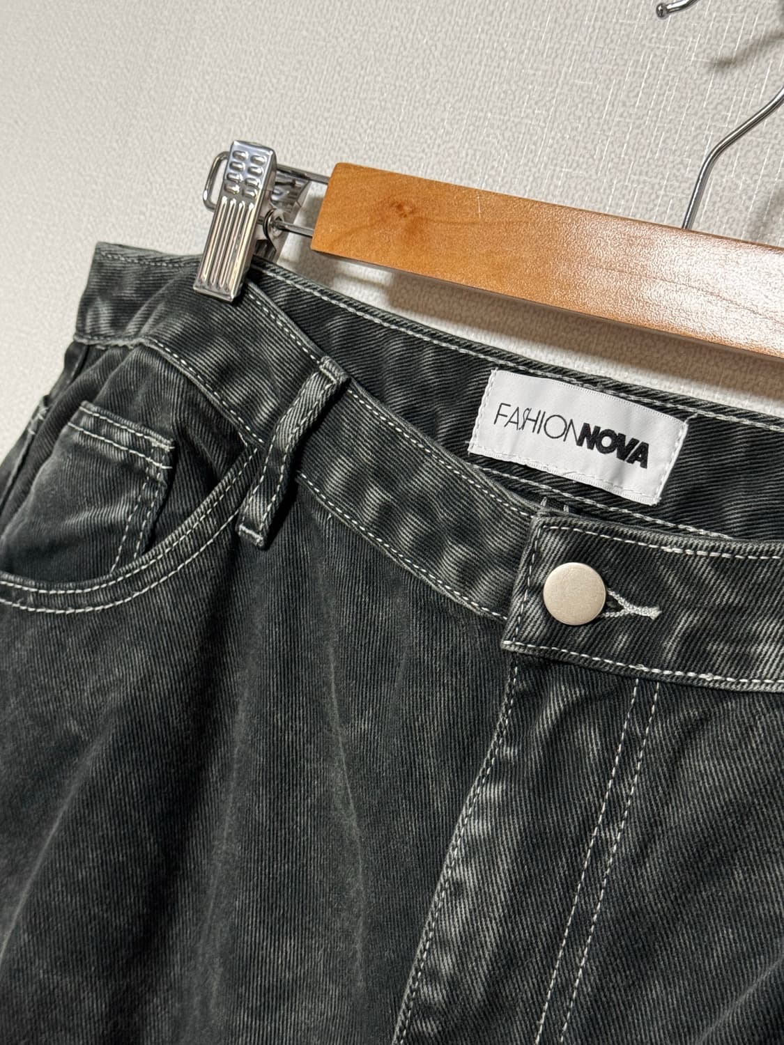 패션노바 빈티지 워싱 다중 포켓 와이드 팬츠 상품이미지1