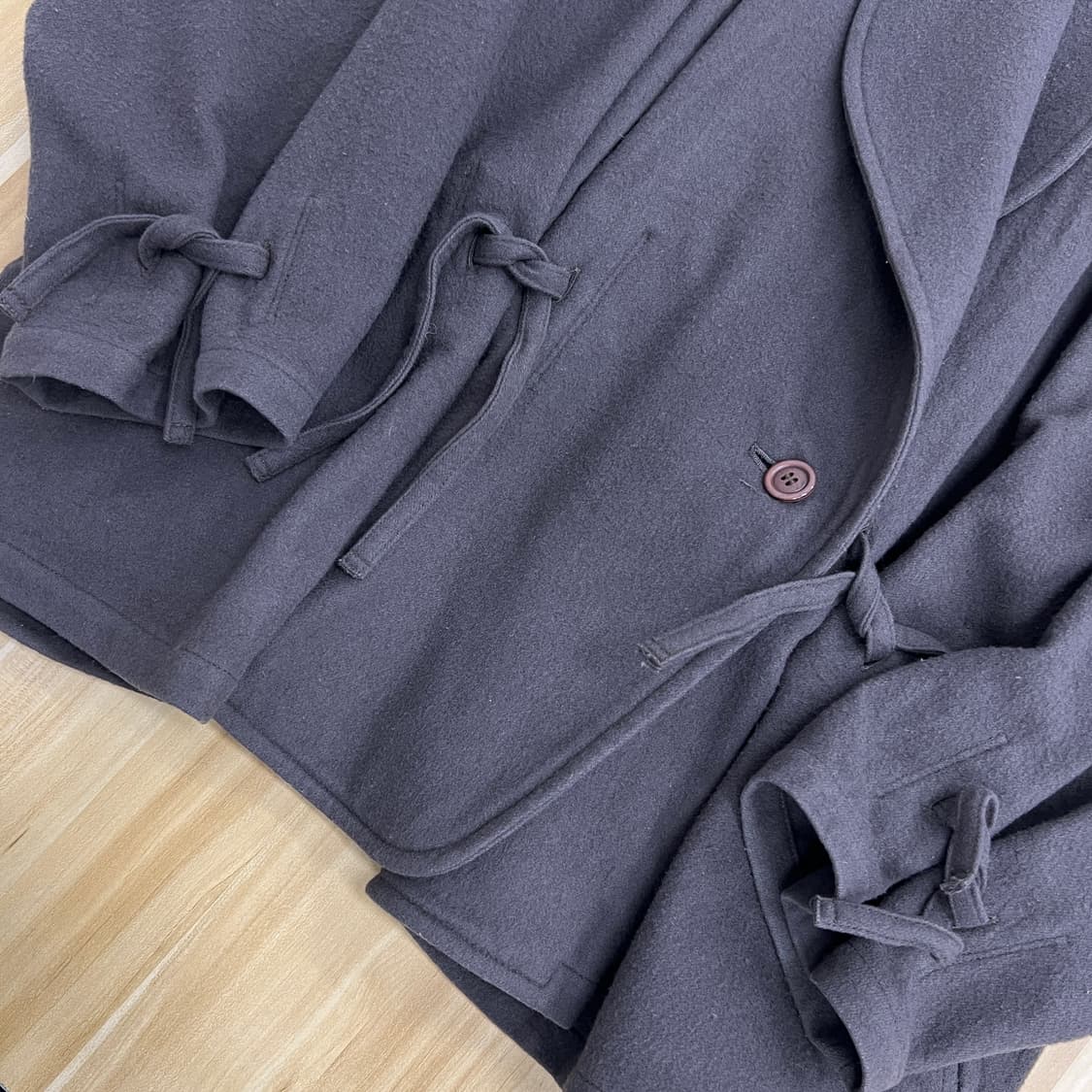 80's 이세이미야케 니트 테리 숄 칼라 랩 자켓 상품이미지8