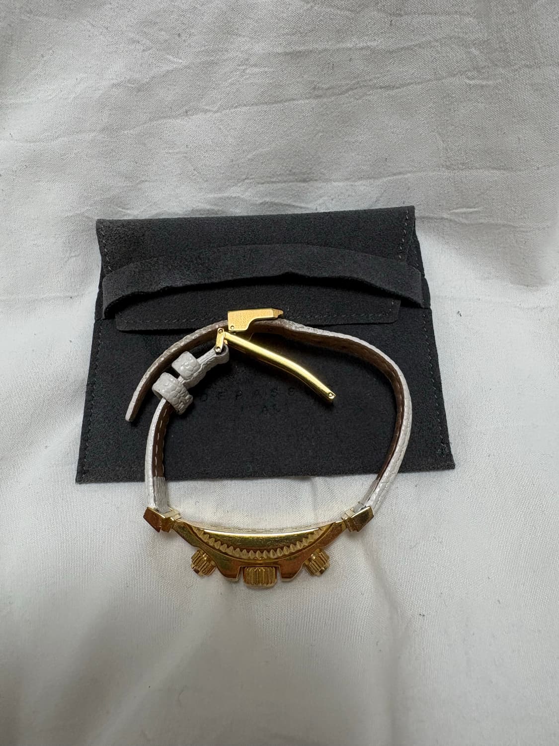 드바스크 화이트골드가죽 팔찌 상품이미지2