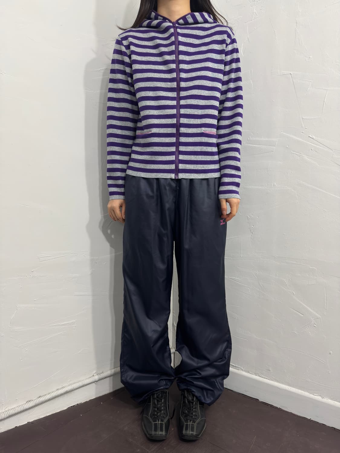 stripe knit hood zipup 상품이미지2