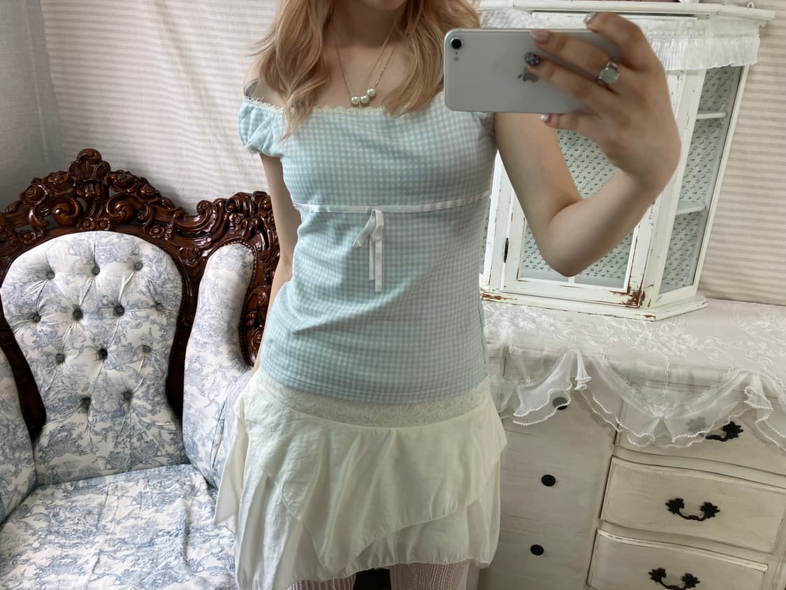 화이트 레이스 프릴 스커트 상품이미지4