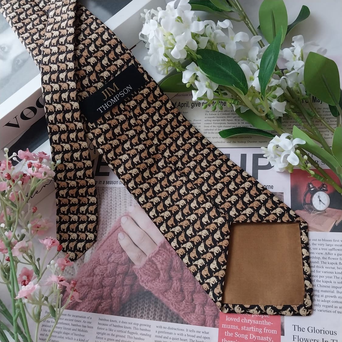 짐톰슨 실크 블랙 코끼리 패턴 넥타이 9.2cm A등급 K1682
 상품이미지6