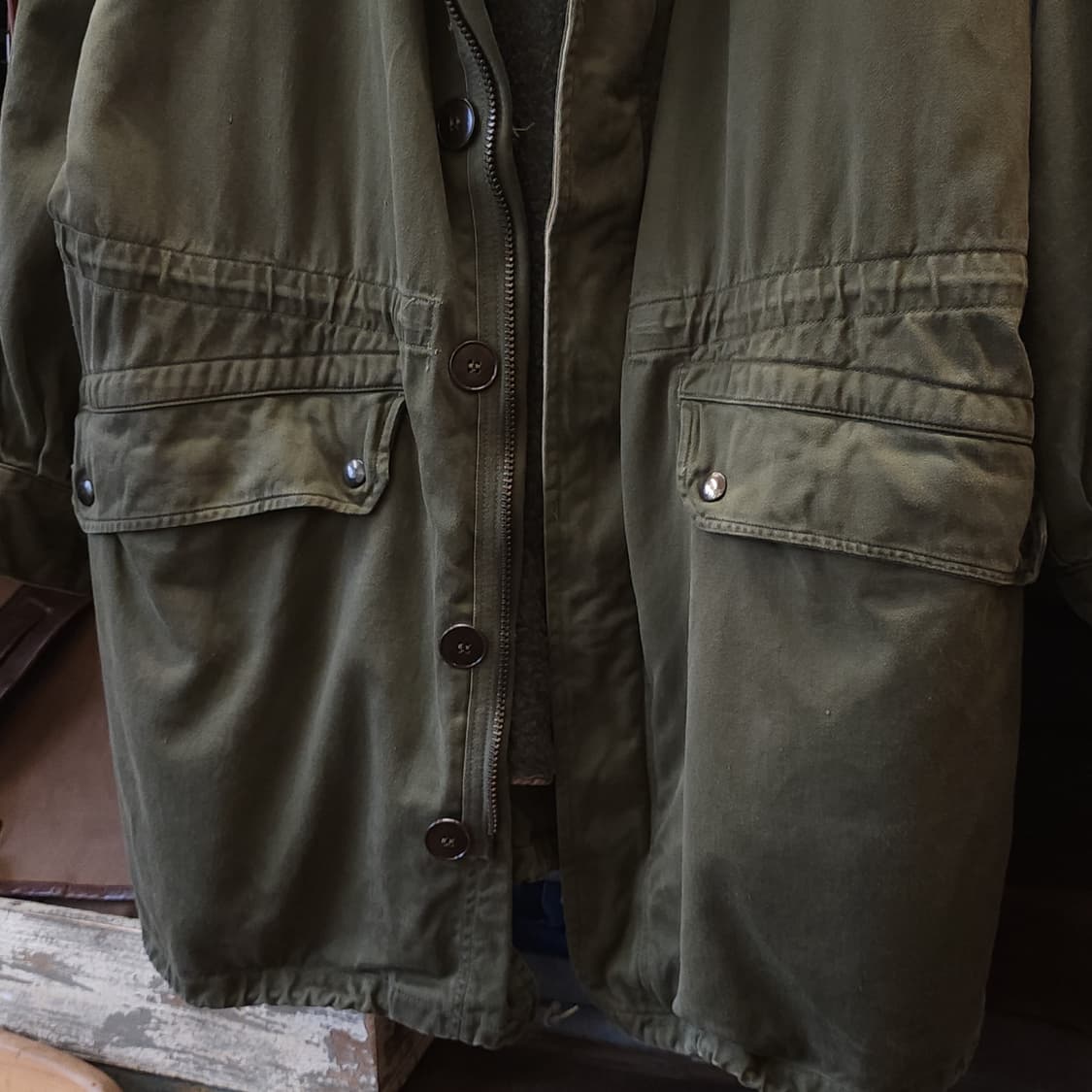 빈티지 프랑스군 m64 밀리터리 모즈파카 올리브 그린 페이딩 92c 상품이미지8