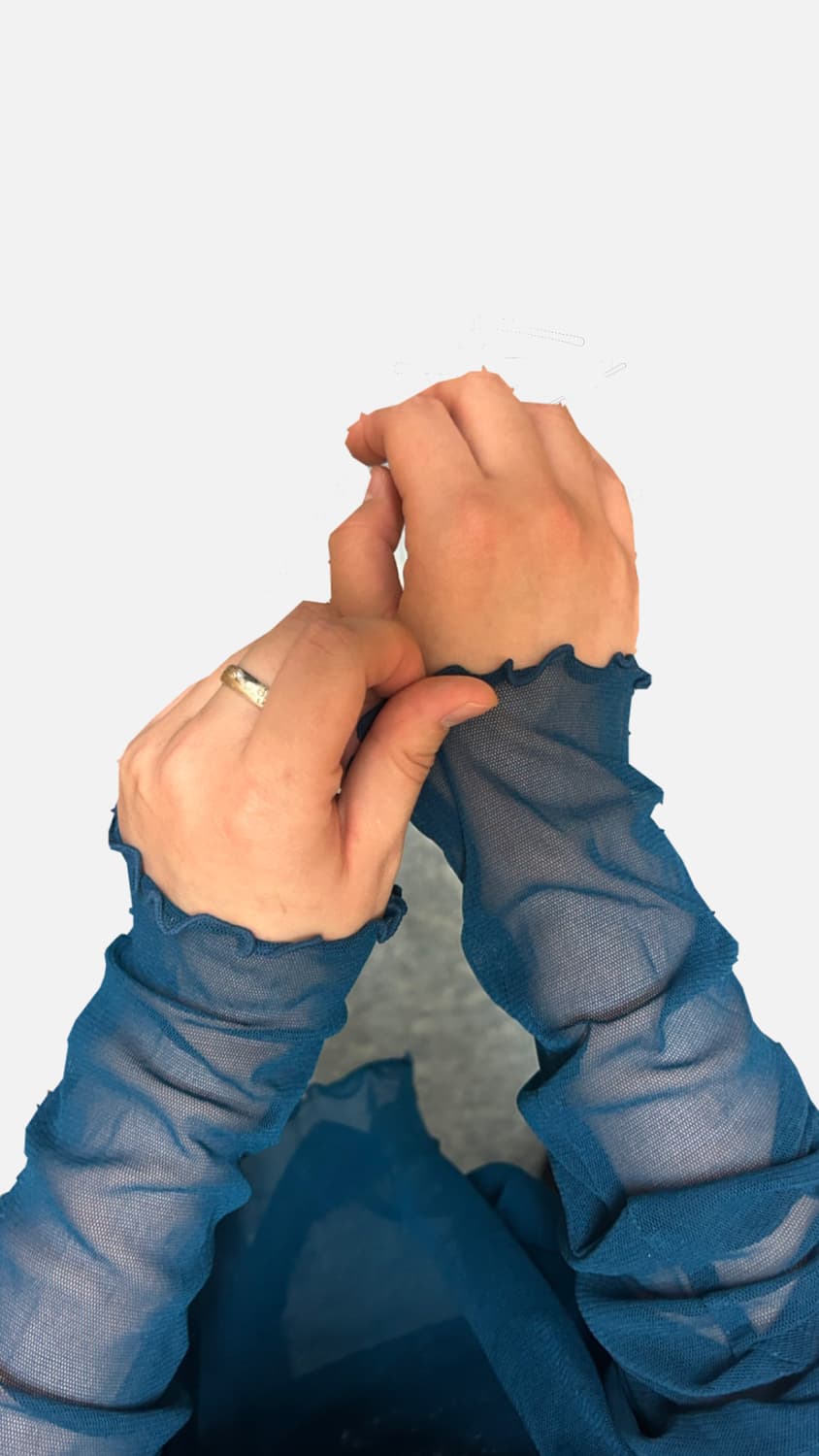 청록색 시스루 레이어드 롱슬리브 폴라티 상품이미지3