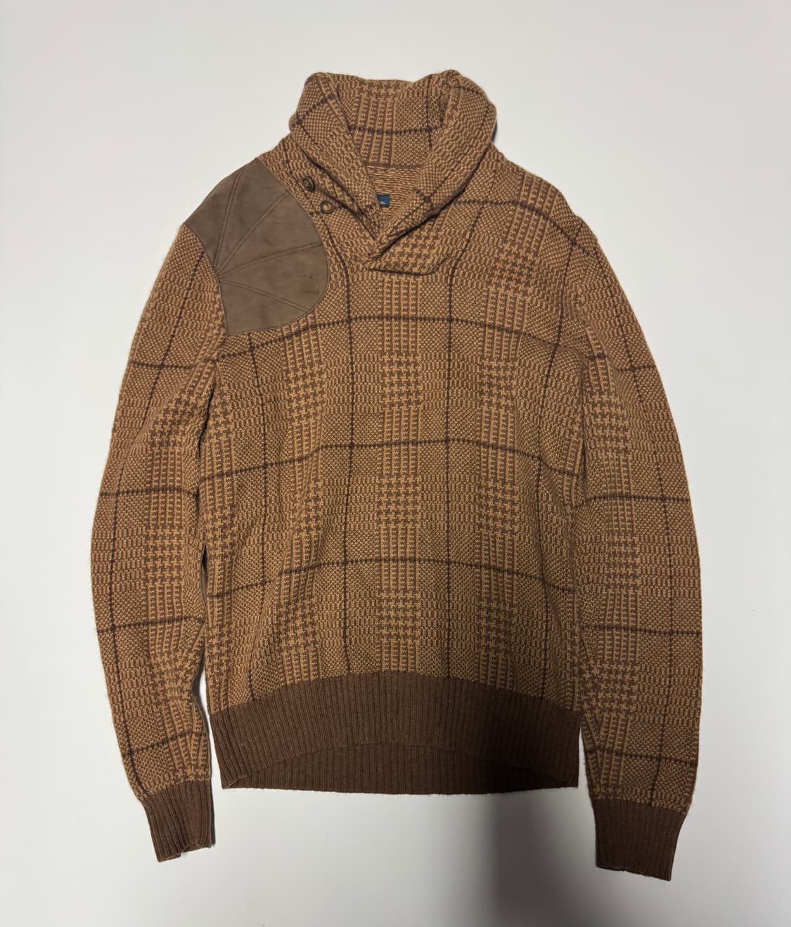 폴로 랄프로렌 캐시미어 혼용 엘보 패치 숄카라 니트 상품이미지1