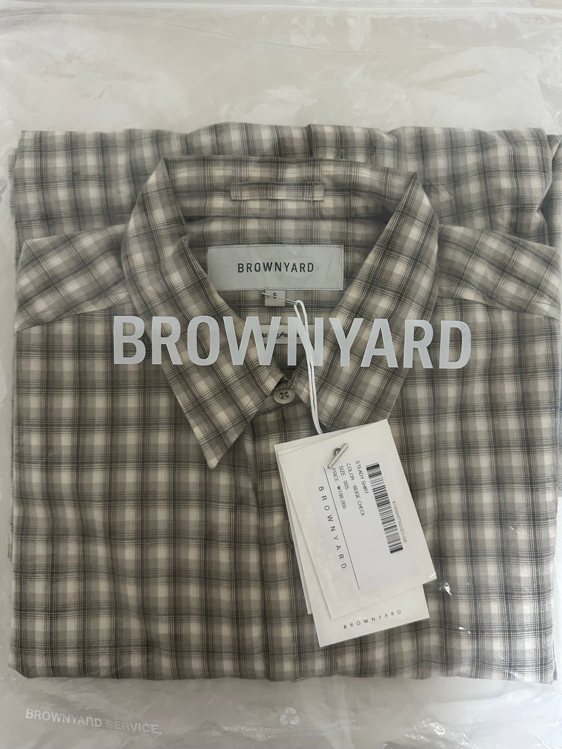 브라운야드 스테디셔츠(베이지체크,5사이즈,택비닐채 새상품)  상품이미지2