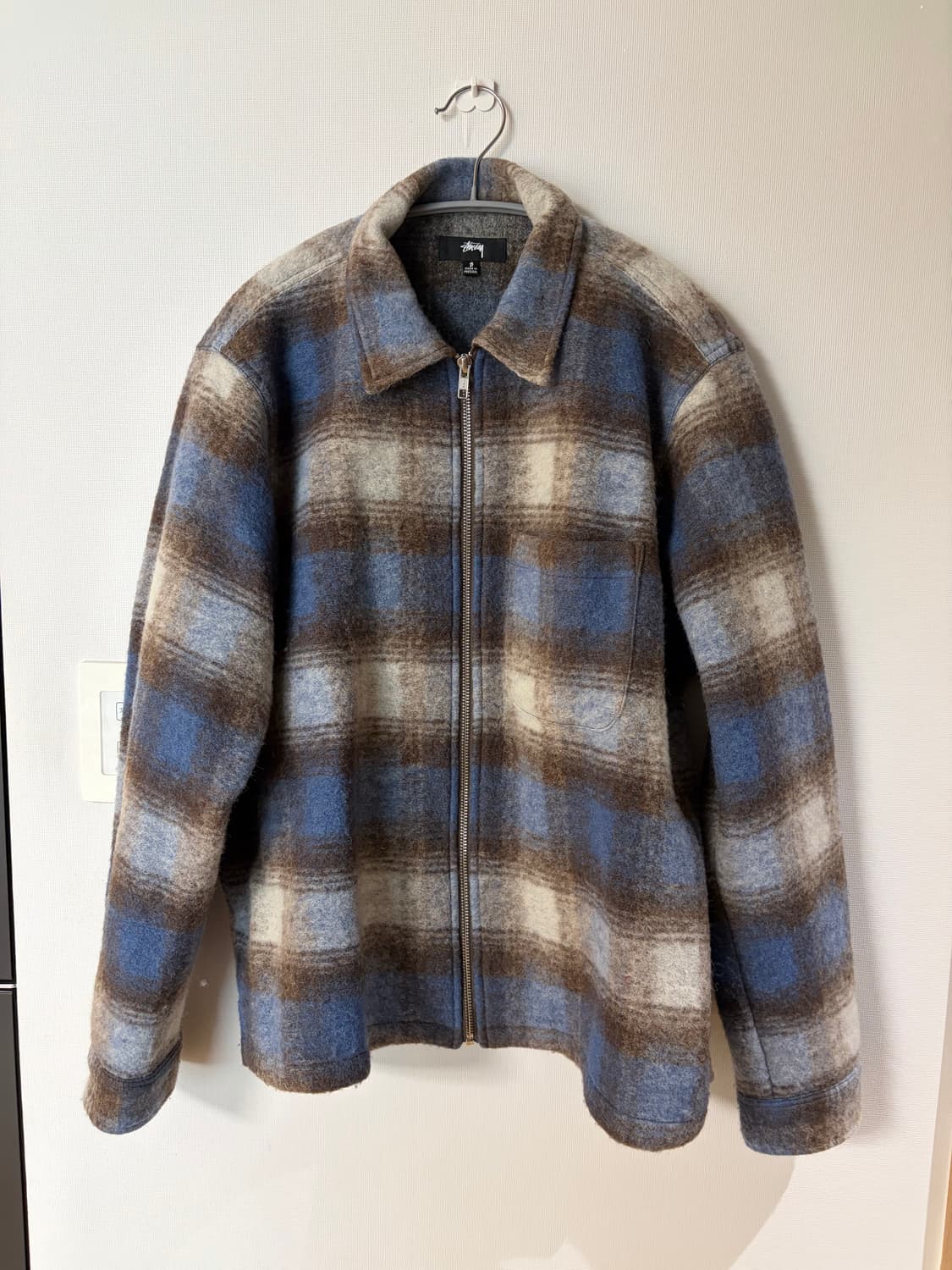 스투시 브러쉬드 울 플레이드 짚 셔츠 상품이미지1