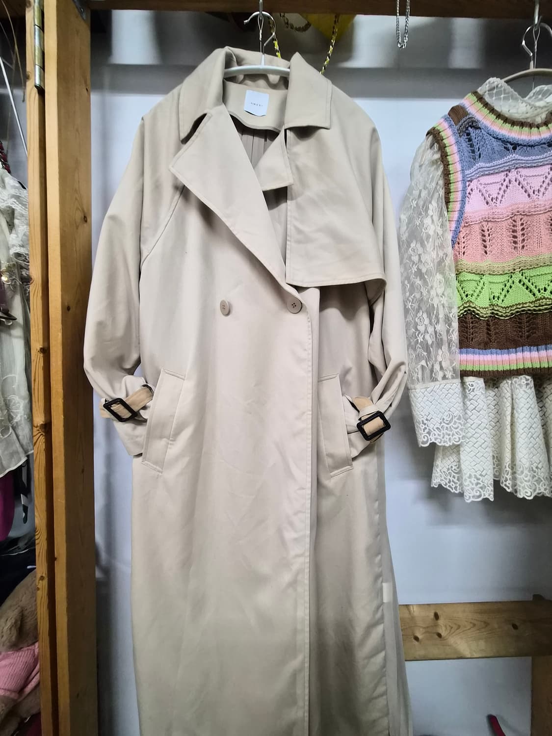 Ameri 쉬폰프릴 프리미엄 트렌치코트 상품이미지2