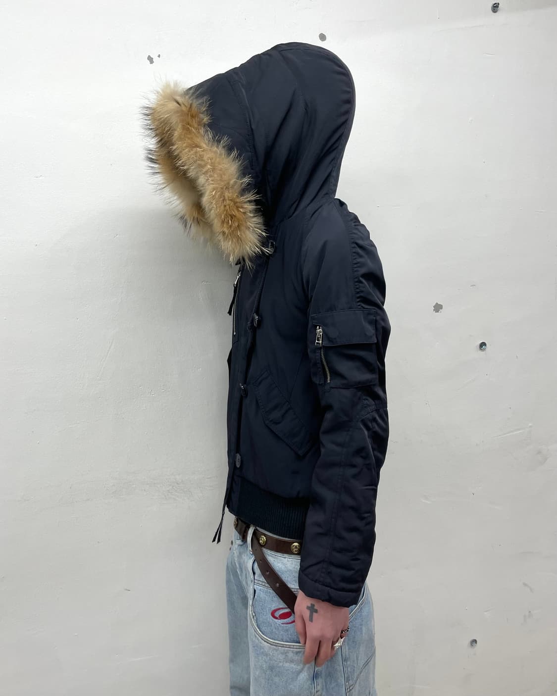 Big Hoodie Black Cropped Padded Jacket  상품이미지4