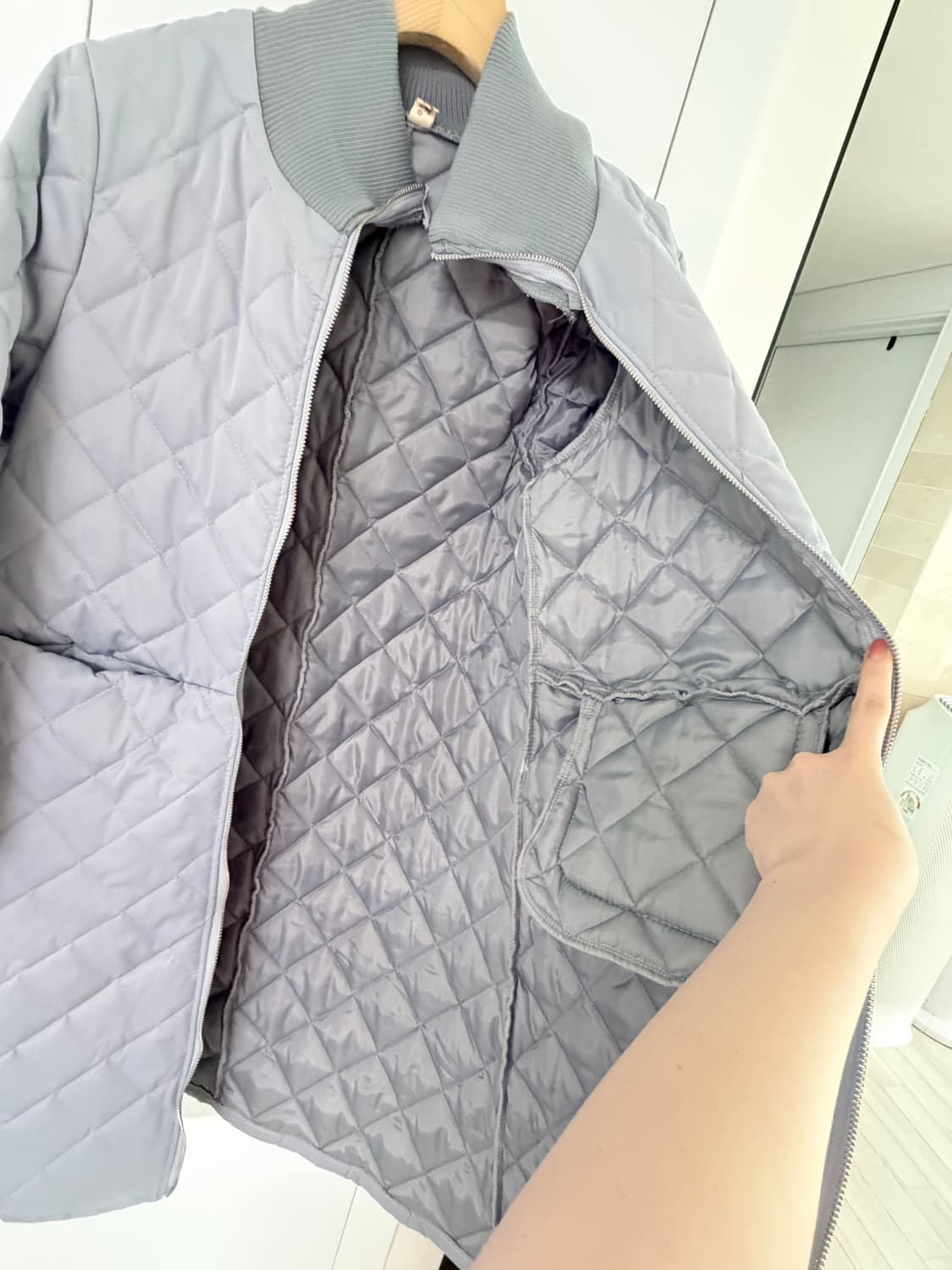 퀼팅 롱 코트 L 라일락 상품이미지7