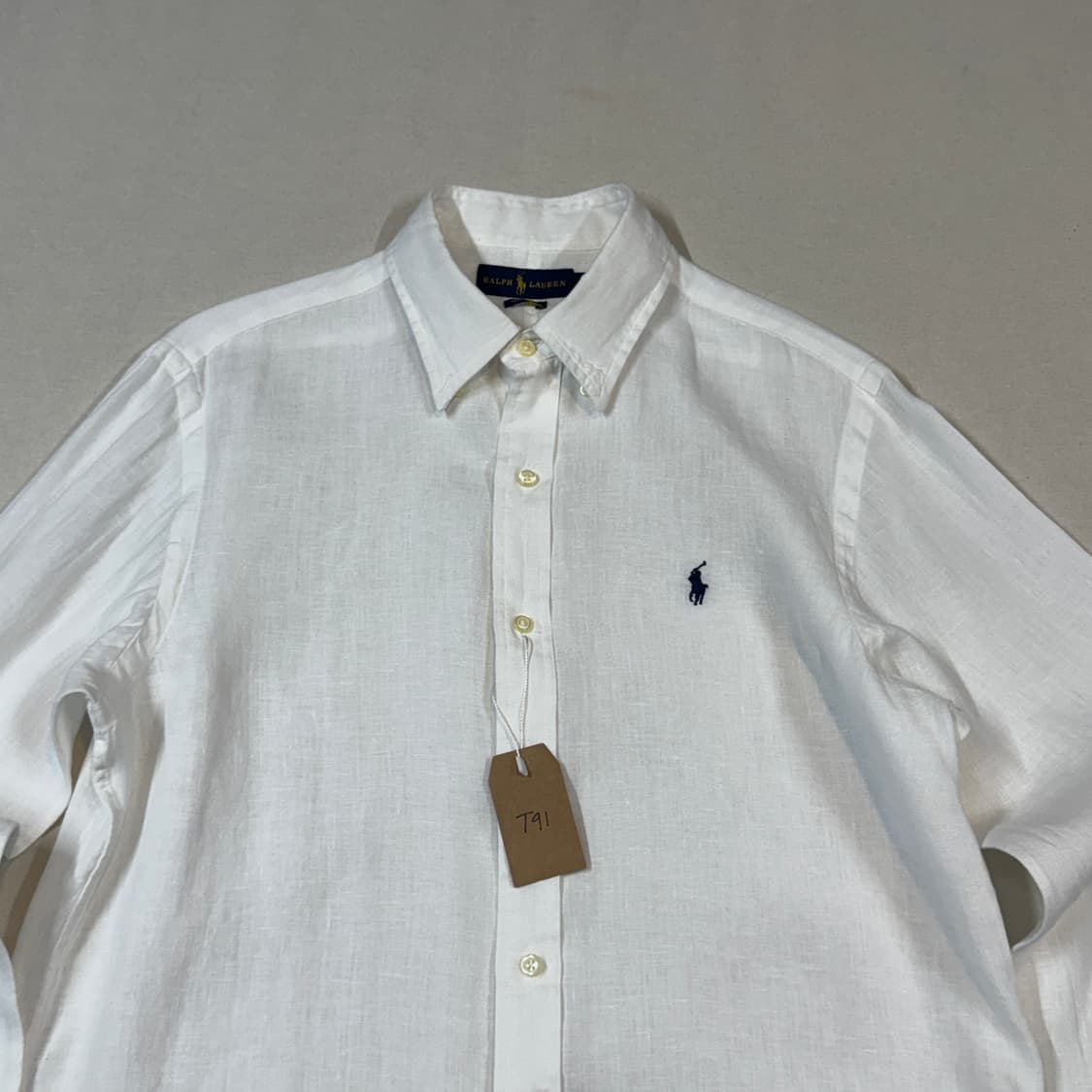 M) 폴로 랄프로렌 클래식핏 화이트 린넨 셔츠 T91 상품이미지3