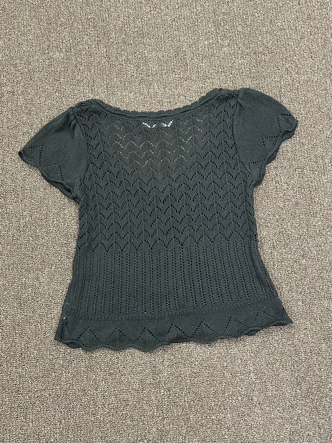 M)Glacier vintage 여성 블랙 크로셰 반팔 가디건 상품이미지6