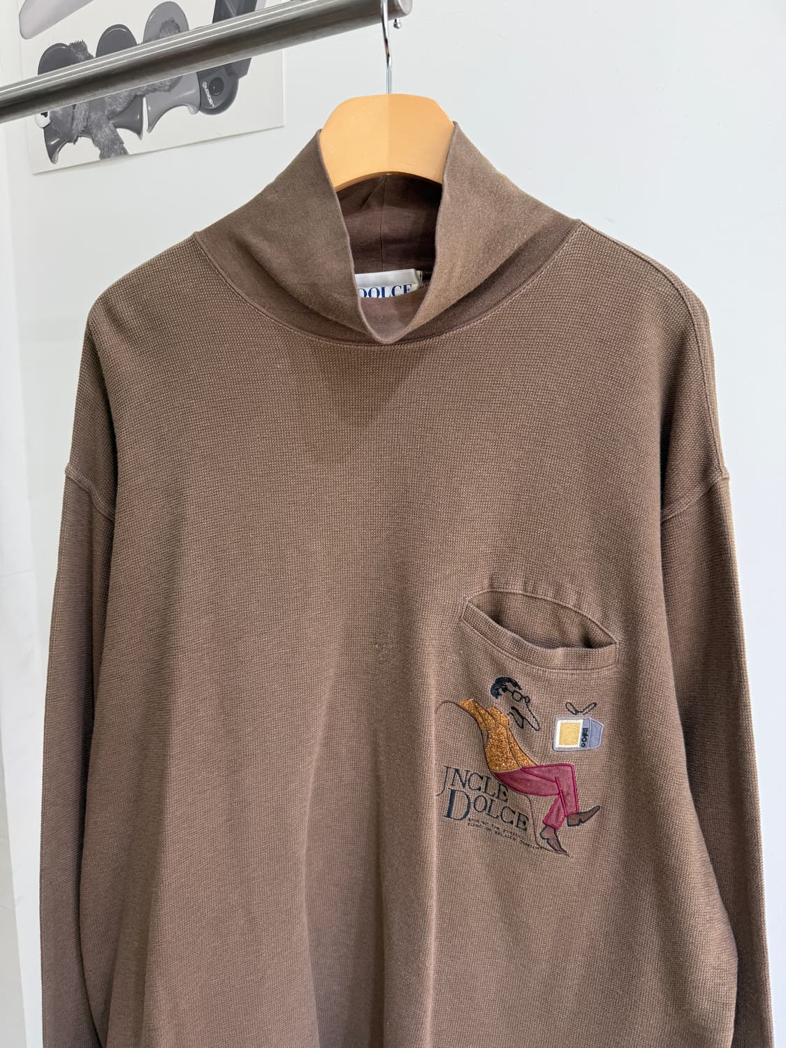 빈티지 DOLCE (Made in Japan) 자수 포켓 와플 터틀넥 상품이미지2