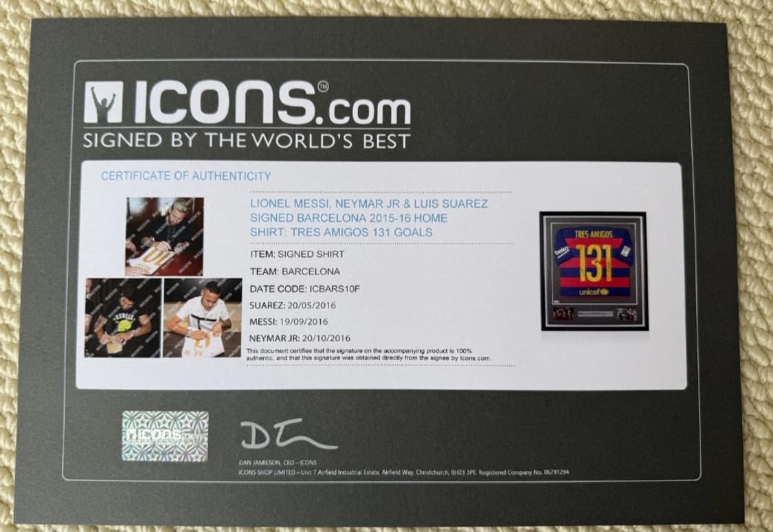 15-16 바르셀로나 MSN 메시 네이마르 수아레즈 사인 유니폼 상품이미지3