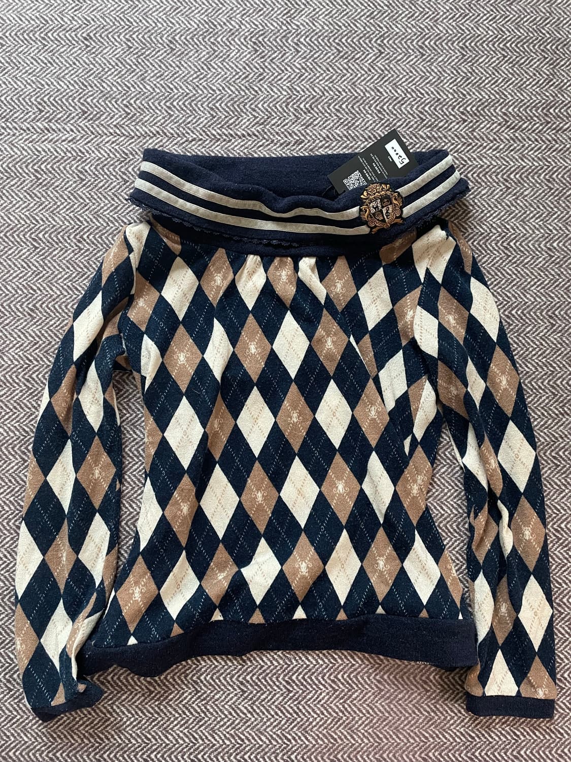 엑시즈팜 로걀탑 갸루 아가일 니트 상품이미지1