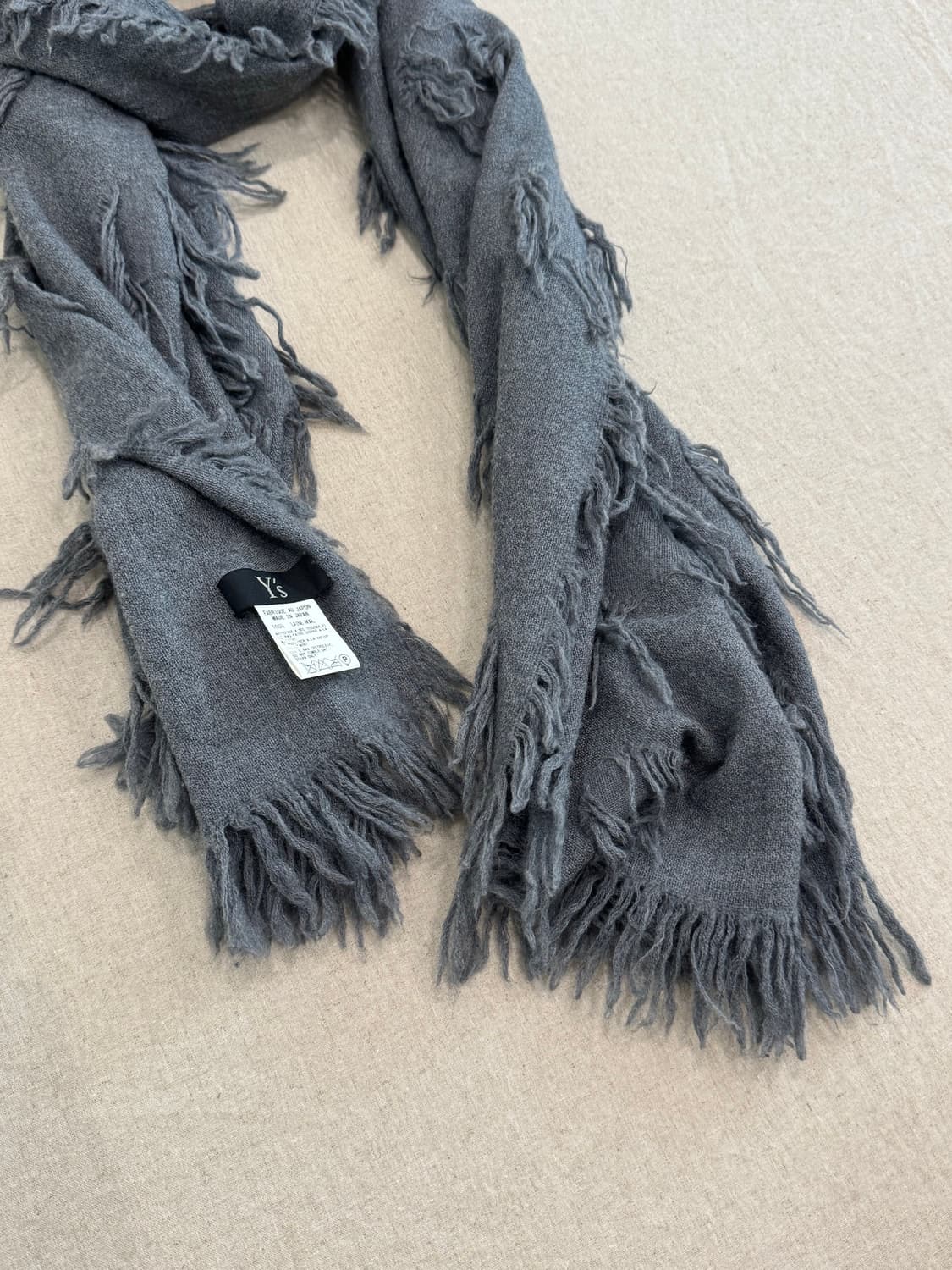 요지야마모토 디스트레스드 울 머플러 상품이미지4