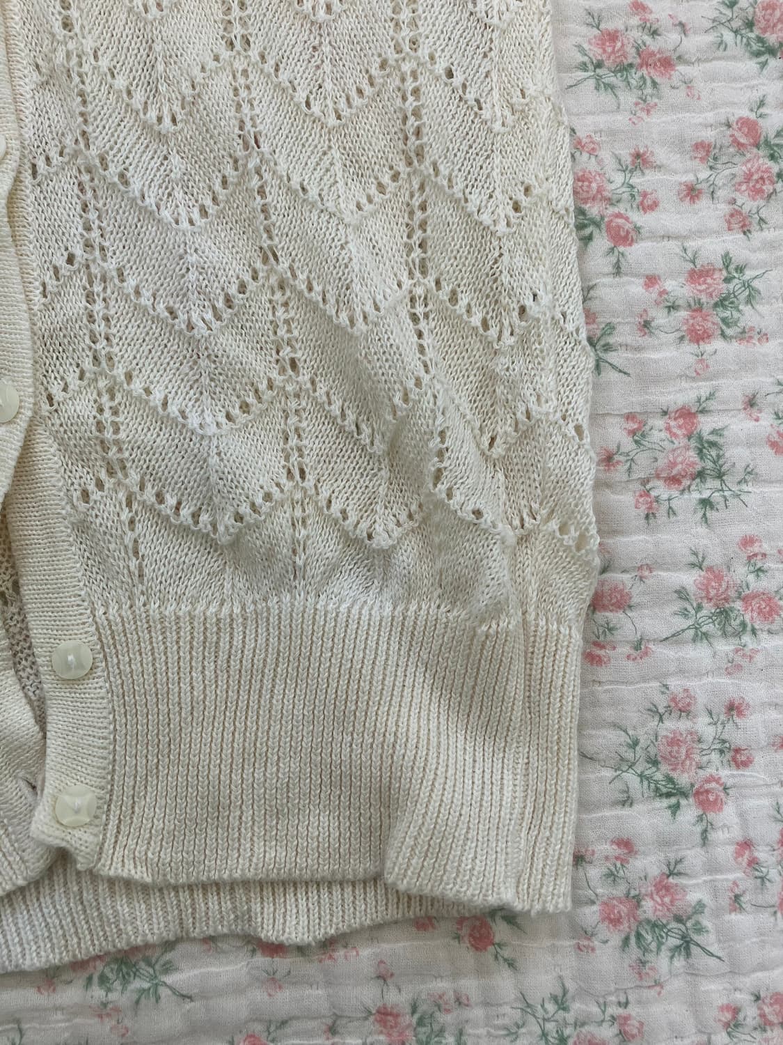 빈티지 아이보리 반팔 가디건 1136 모리걸 y2k 스트릿 갸루 펑키 일 상품이미지7