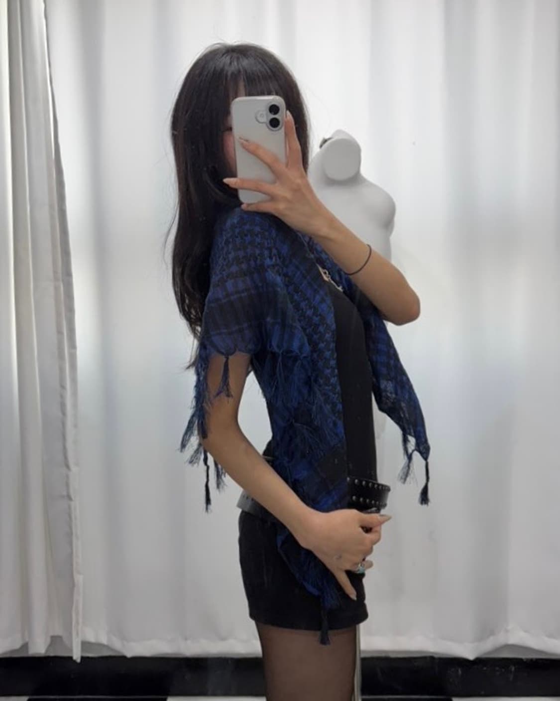 🎸블루 체크 스카프🎸 상품이미지3