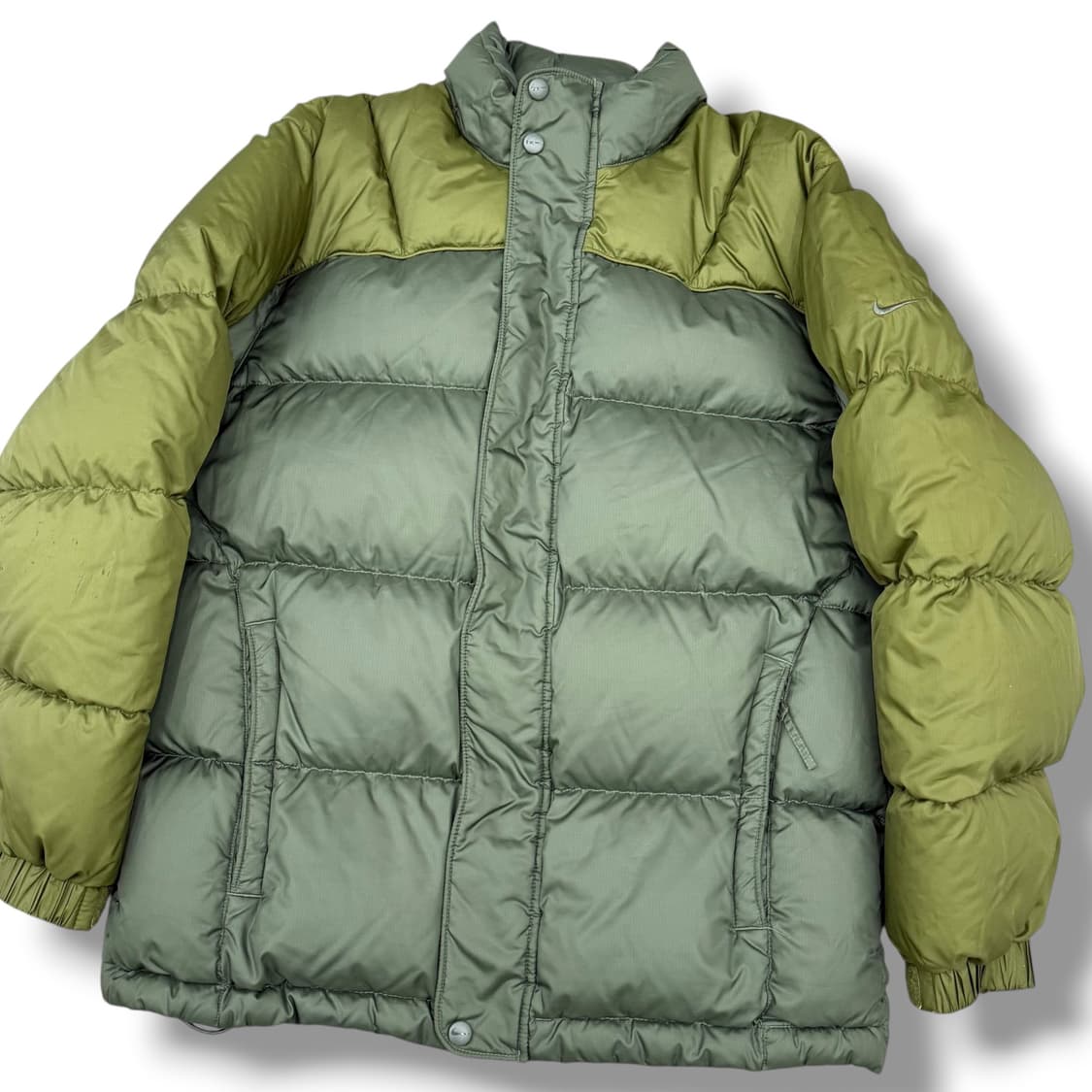 00's 나이키 올드스쿨 덕다운 카키 올리브그린 배색 숏패딩 상품이미지3
