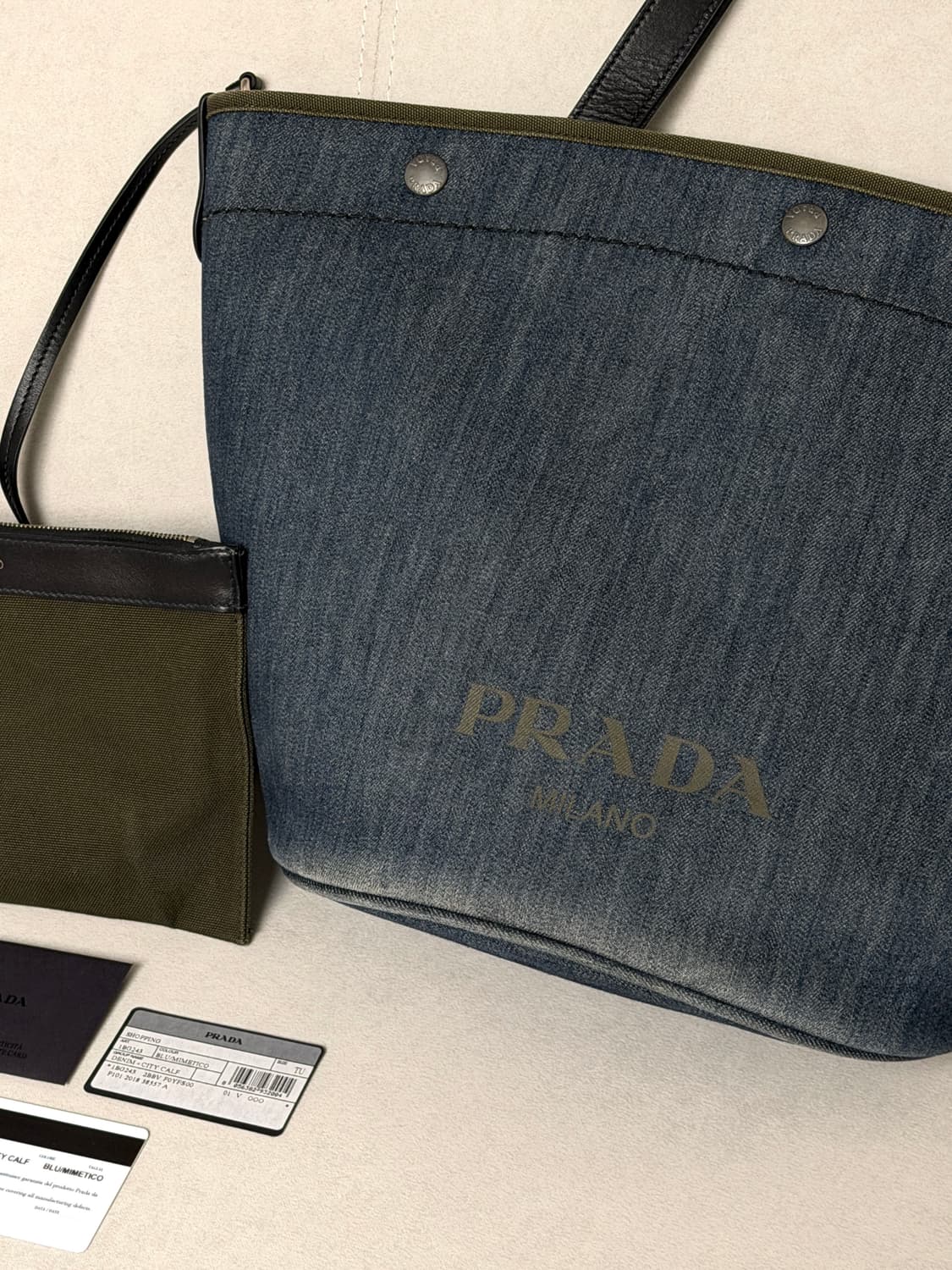 프라다 데님 시티 카프스킨 쇼퍼백 상품이미지2