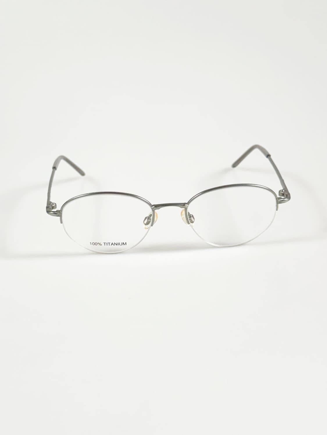 실버 티타늄 슬림 오벌 반무테 메탈 프레임 빈티지 안경 상품이미지2