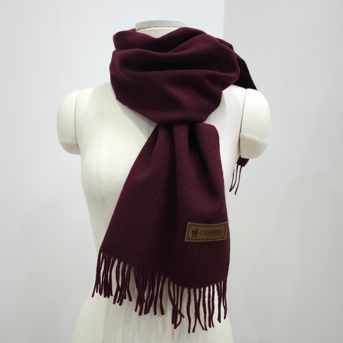 캐시미어 100% 버건디 머플러 남녀공용 상품이미지1