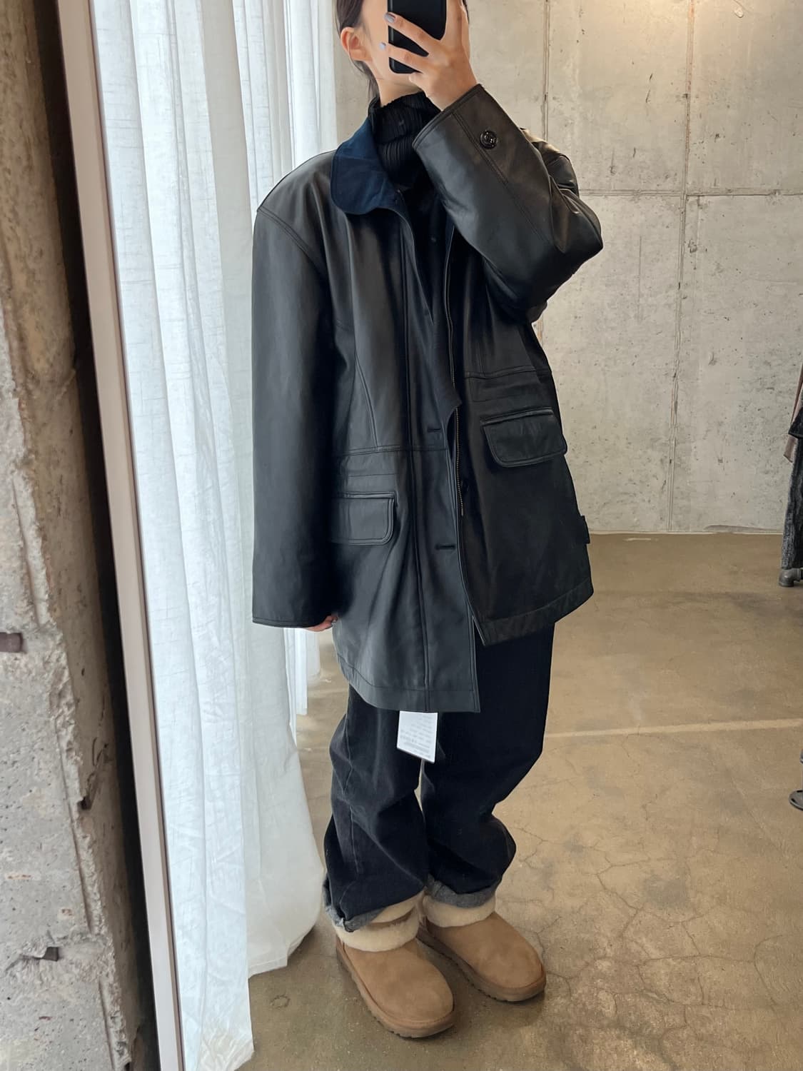 90s 램스킨 가죽자켓 블랙 상품이미지5