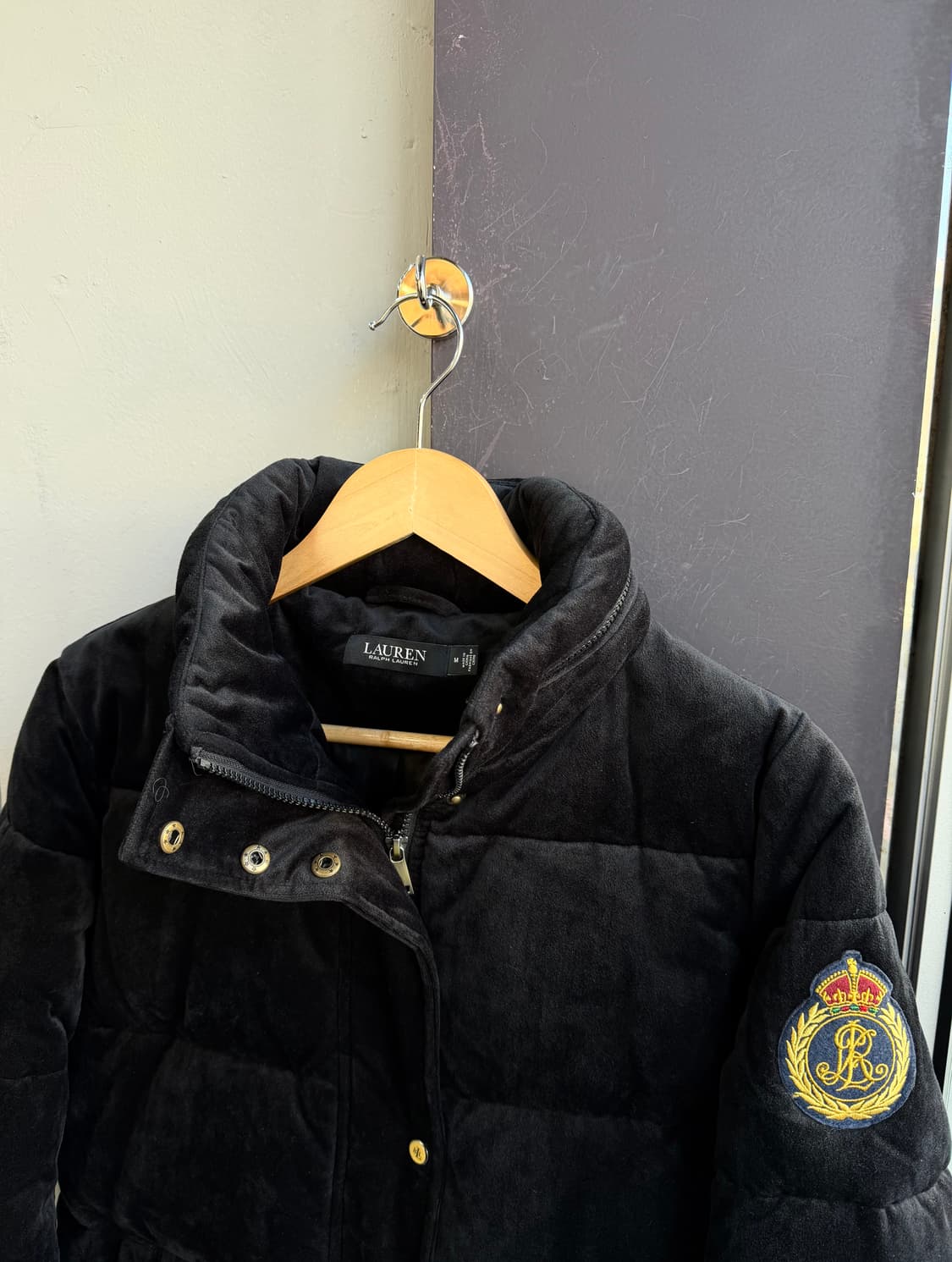 M/ 폴로 랄프로렌 블랙라벨 로고 벨벳 패딩점퍼 상품이미지3