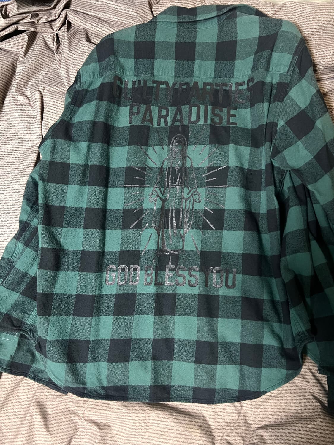 [XL] 와코마리아 체크 셔츠 그린 상품이미지4