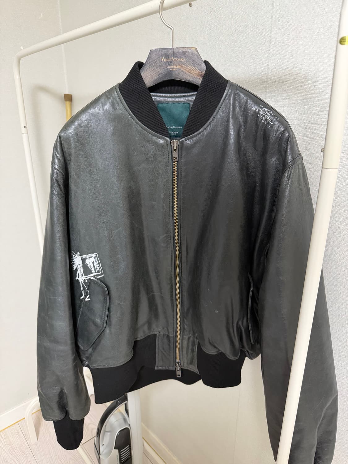 (1) 언더마이카 언노운 아트윅 프린트 염소 가죽 봄버 상품이미지3