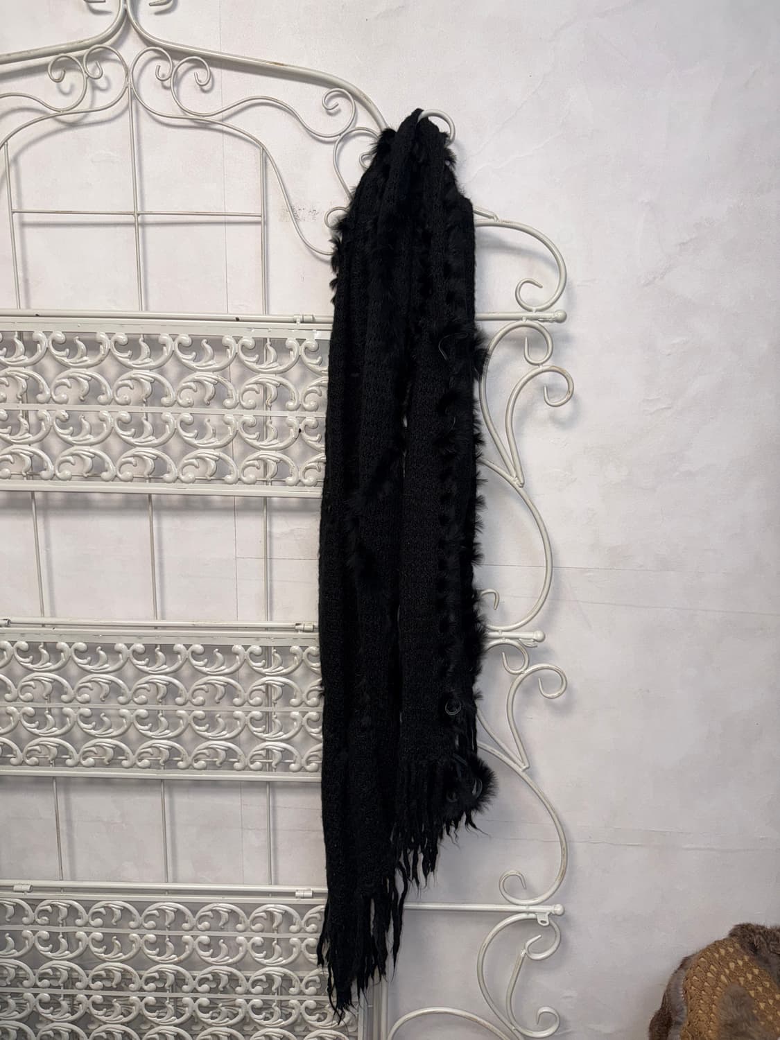 Black grunge fur trimming muffler 상품이미지4