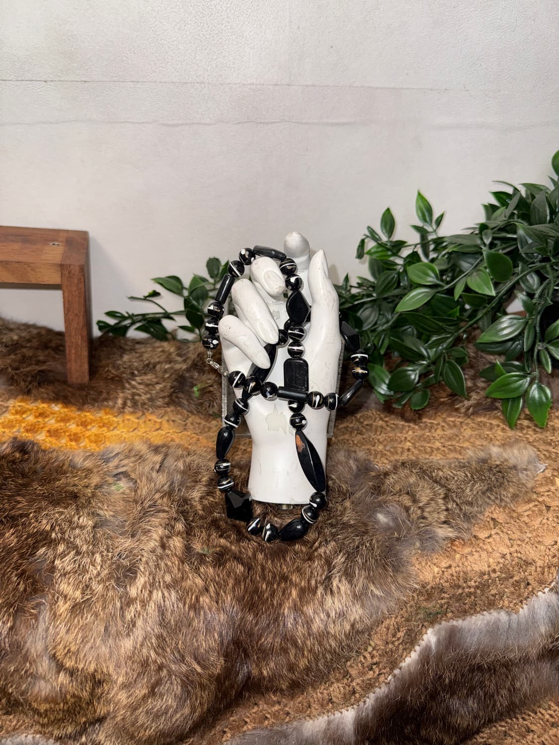 Black & white marble stone necklace  상품이미지1