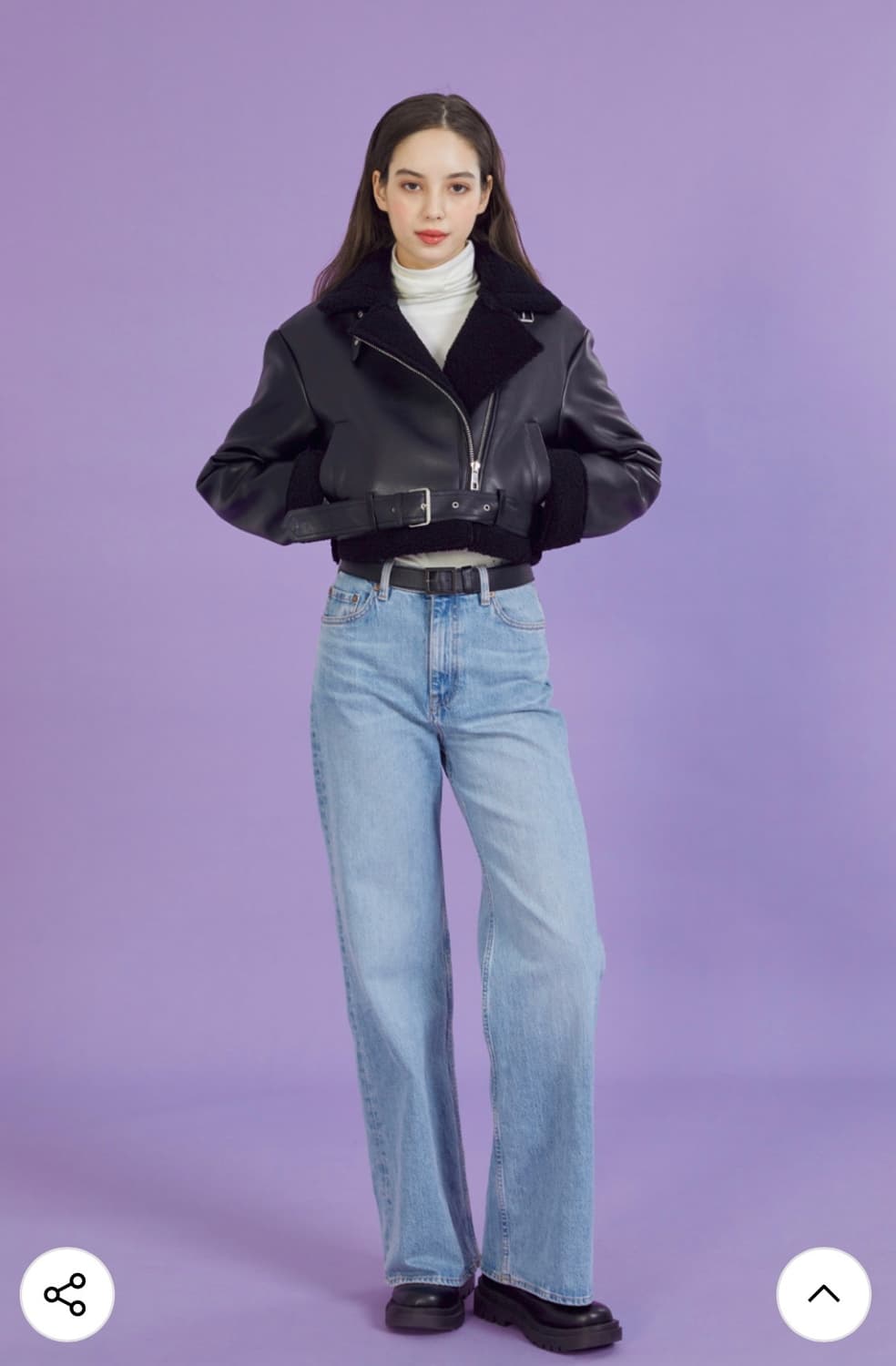 콜릿 벨트 크롭 무스탕 플리스 자켓 상품이미지3