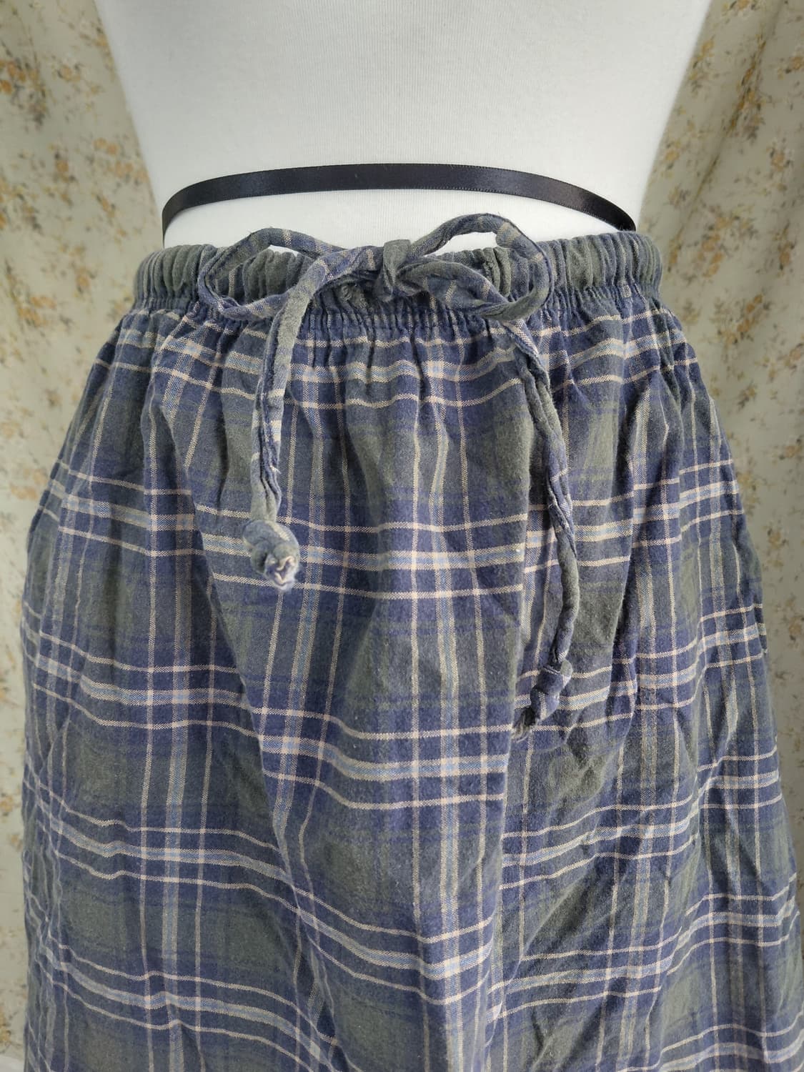 [빈티지] 체크 롱 스커트 그린 Free 사이즈 상품이미지1